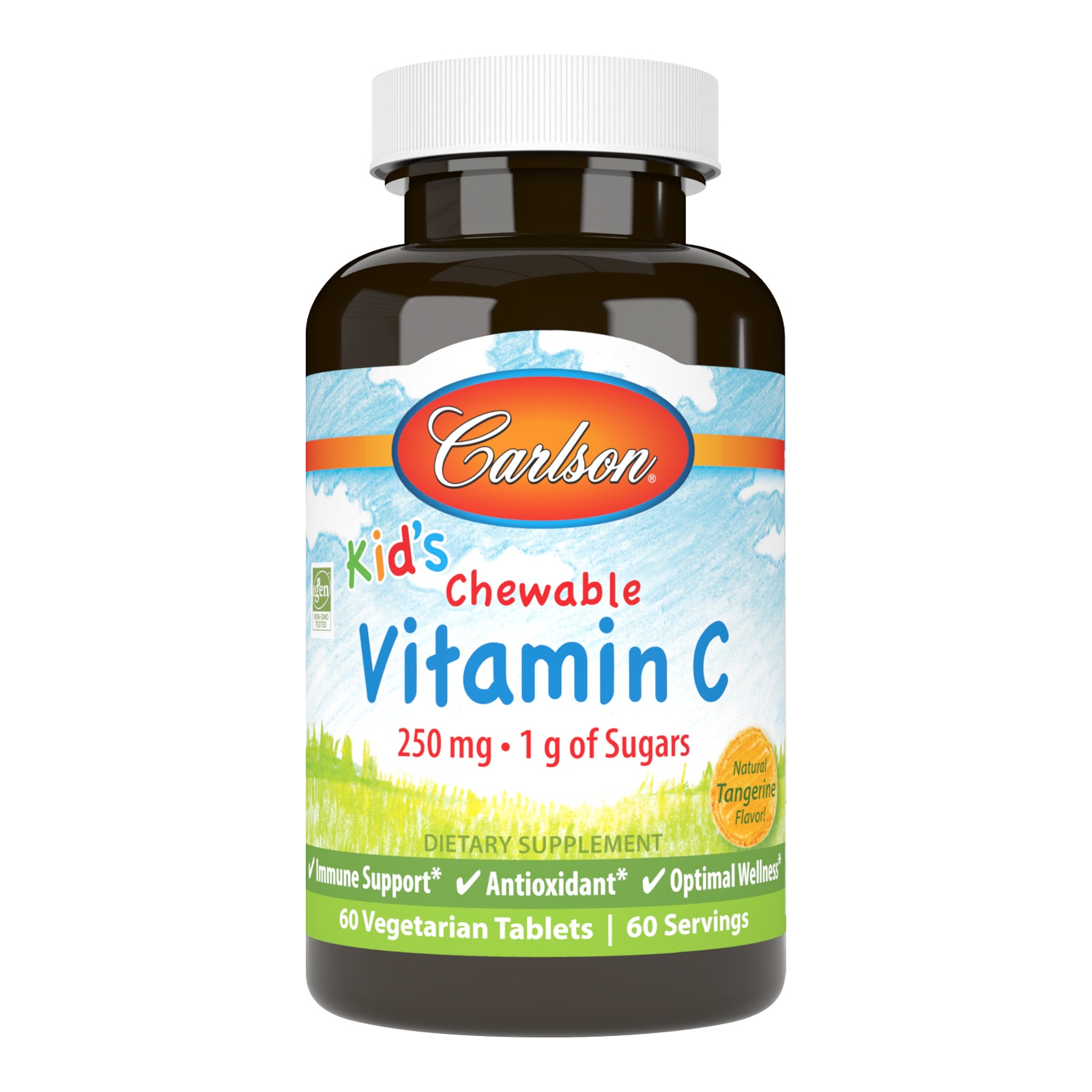 Вітамін С для дітей, Carlson Labs Kid's Chewable Vitamin C, 250 мг, 60 таблеток (Мандарин)