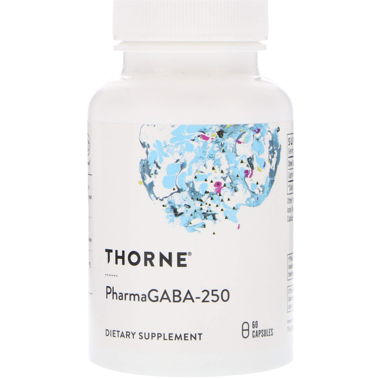 Гамма-аміномасляна кислота, Thorne Research PharmaGABA-250, 250 мг, 60 капсул