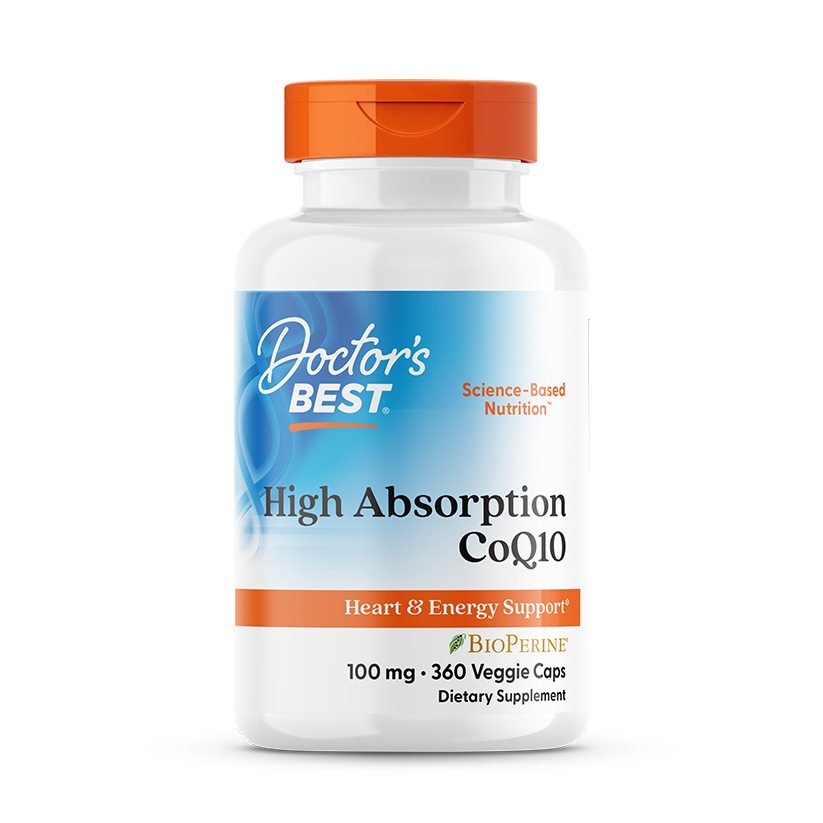 Коензим Q10 з біоперіном, Doctor's Best High Absorption CoQ10 with BioPerine, 100 мг, 360 вегетаріанських капсул