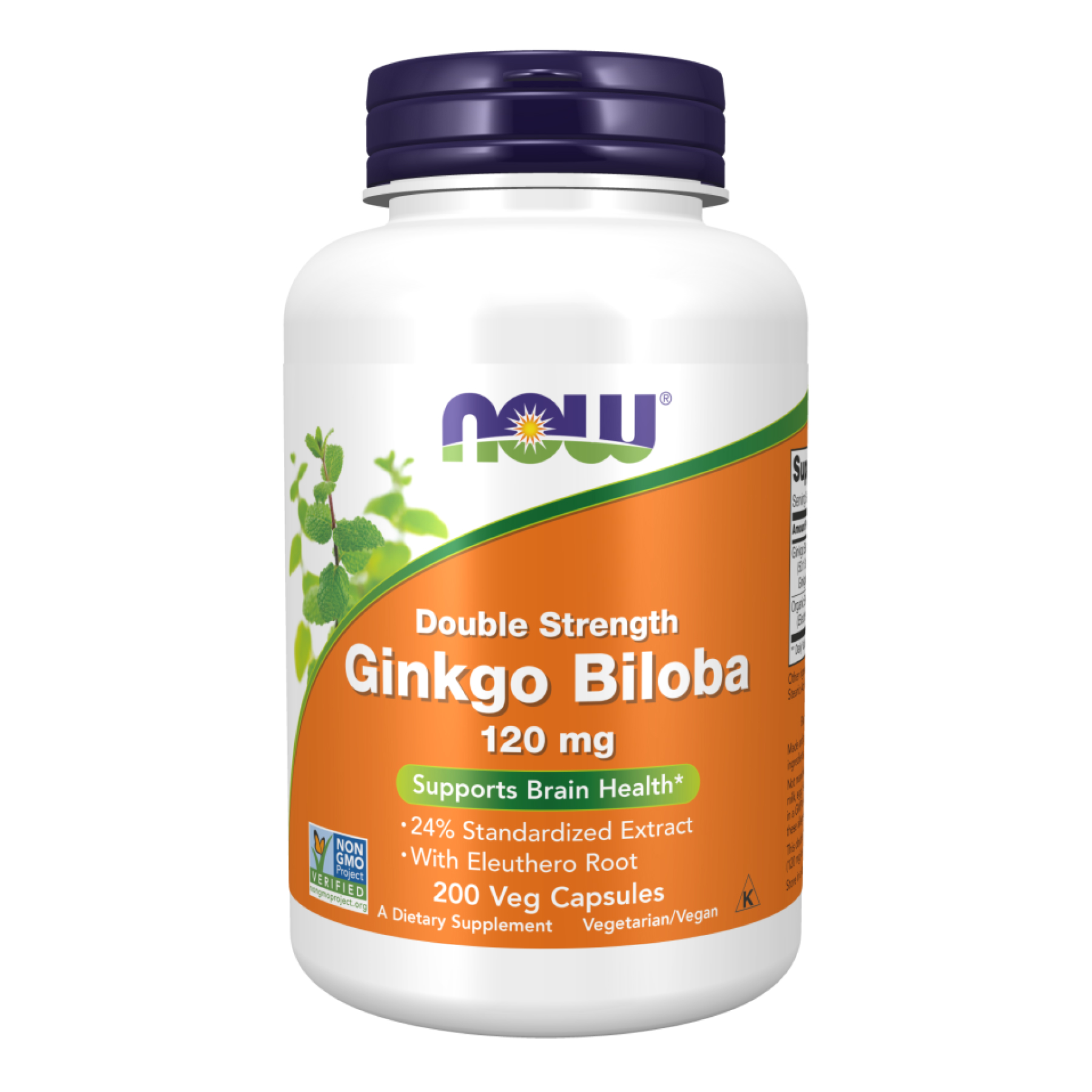 Гінкго білоба, Now Foods Ginkgo Biloba Double Strength, 120 мг, 200 веган капсул