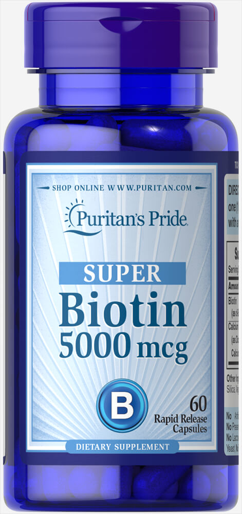 Біотин, Biotin, Puritan's Pride, 5000 мкг, 60 капсул