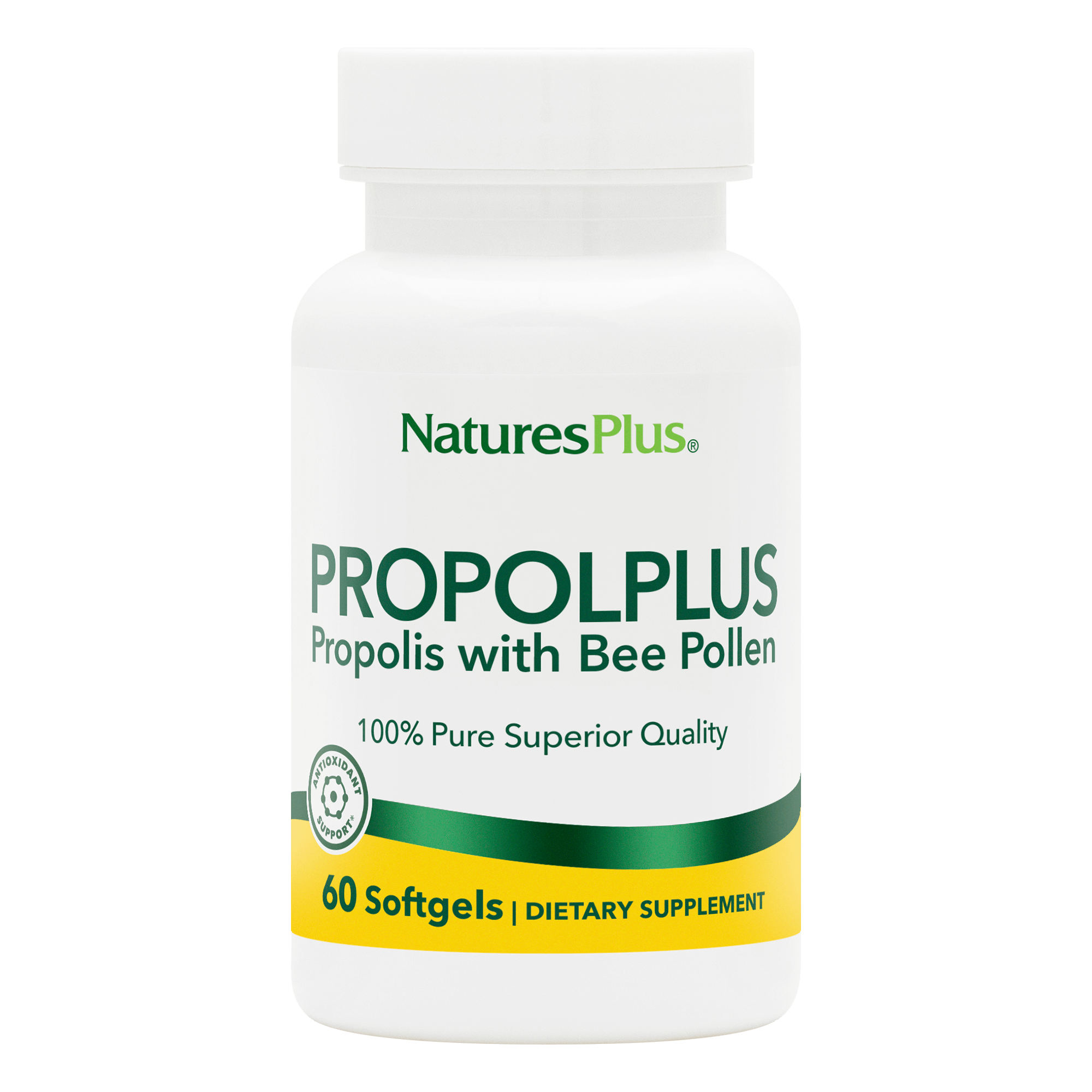 Прополіс з бджолиним пилком, Natures Plus Propolplus Propolis w/Bee Pollen, 60 м'яких капсул