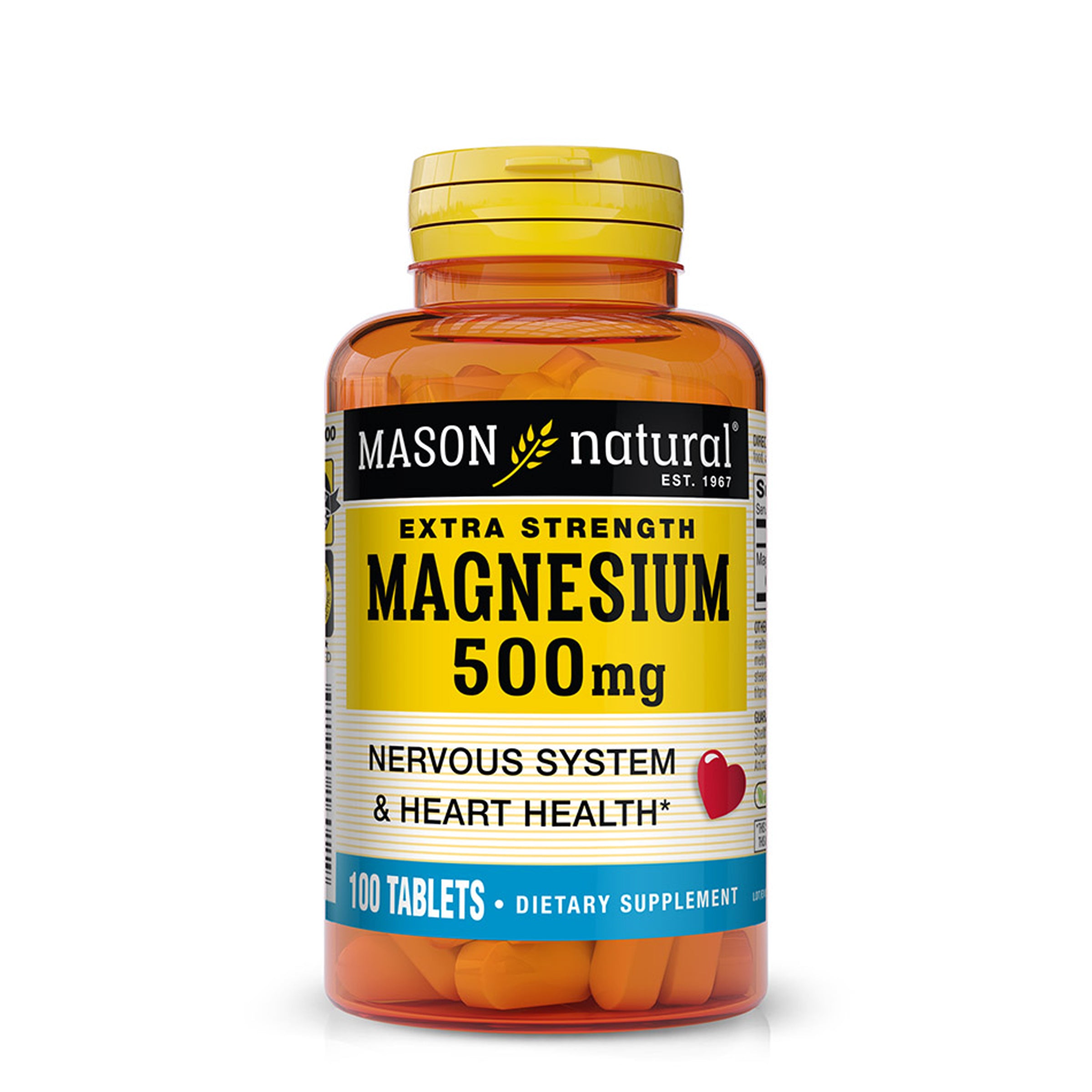 Магній для підтримки нервової системи, Mason Natural Magnesium Extra Strength, 500 мг, 100 таблеток