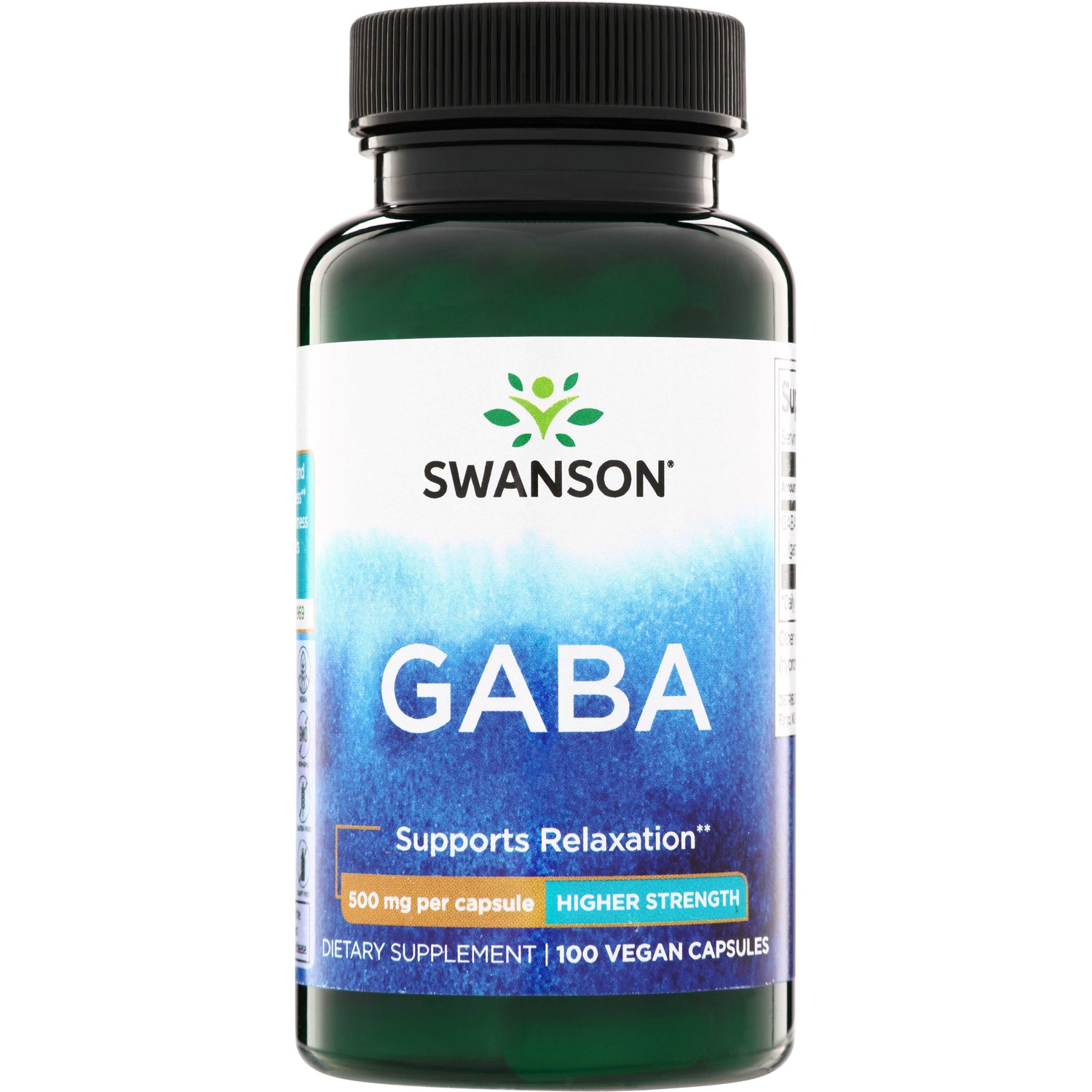ГАМК (гамма-аміномасляна кислота), Swanson GABA, 500 мг, 100 веган капсул