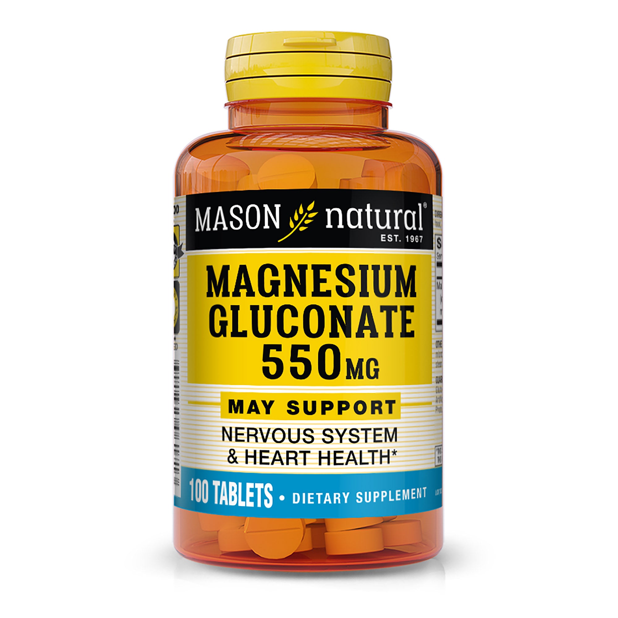 Глюконат магнію, Mason Natural Magnesium Gluconate, 550 мг, 100 таблеток