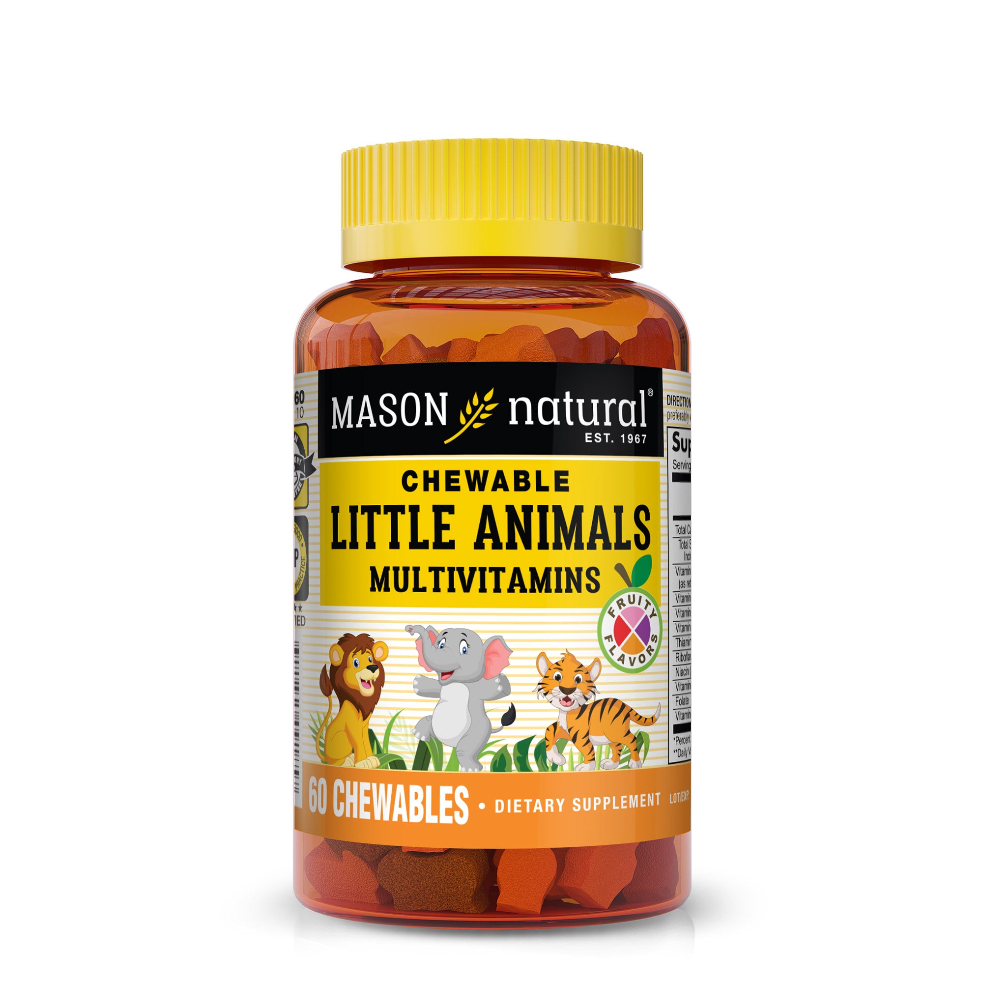 Мультивітаміни для дітей, Mason Natural Little Animals Multivitamins, 60 жувальних таблеток