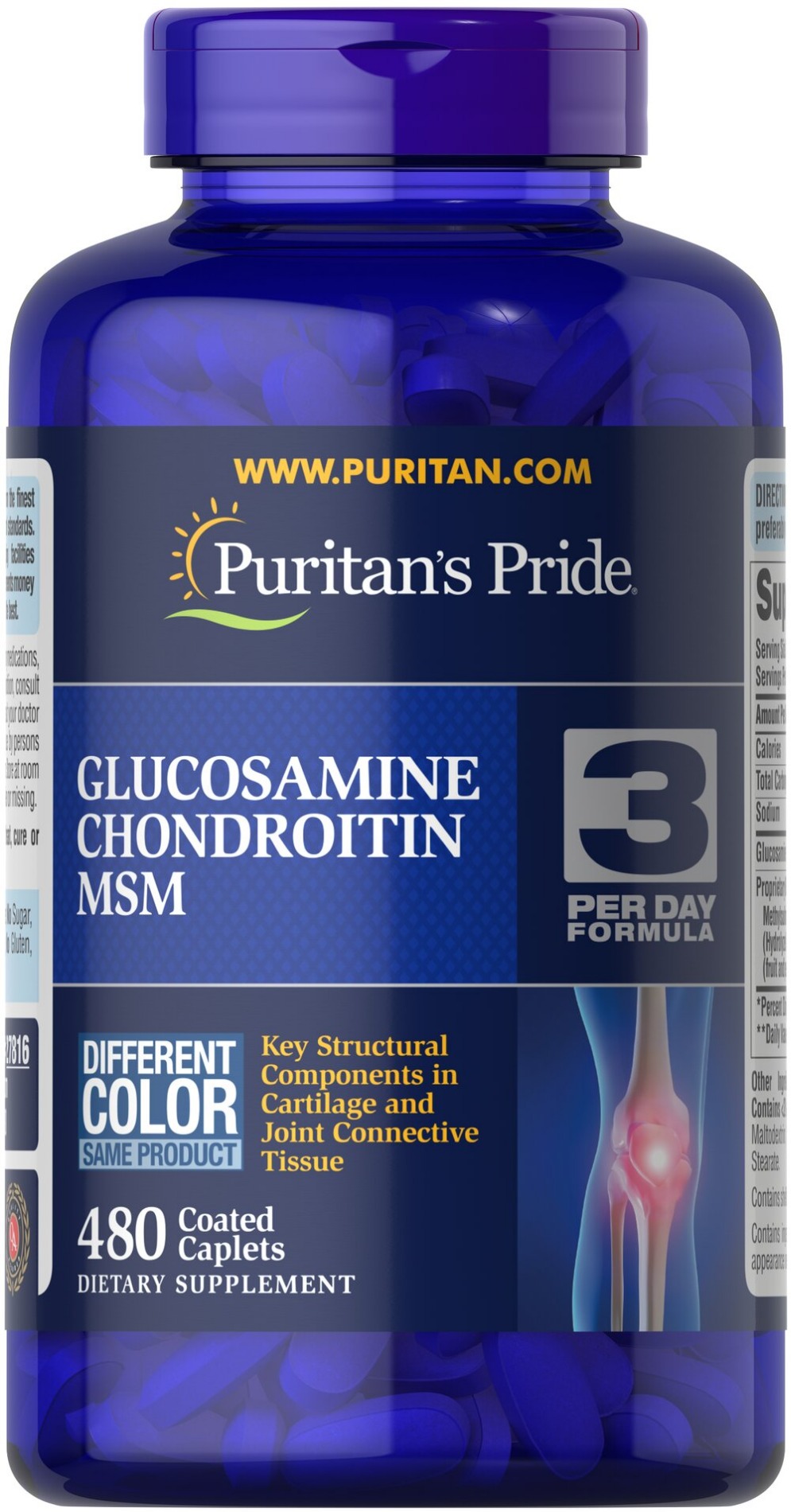 Глюкозамін, хондроїтин та МСМ для суглобів, Puritan's Pride Double Strength Glucosamine, Chondroitin & MSM Joint Soother, 480 таблеток