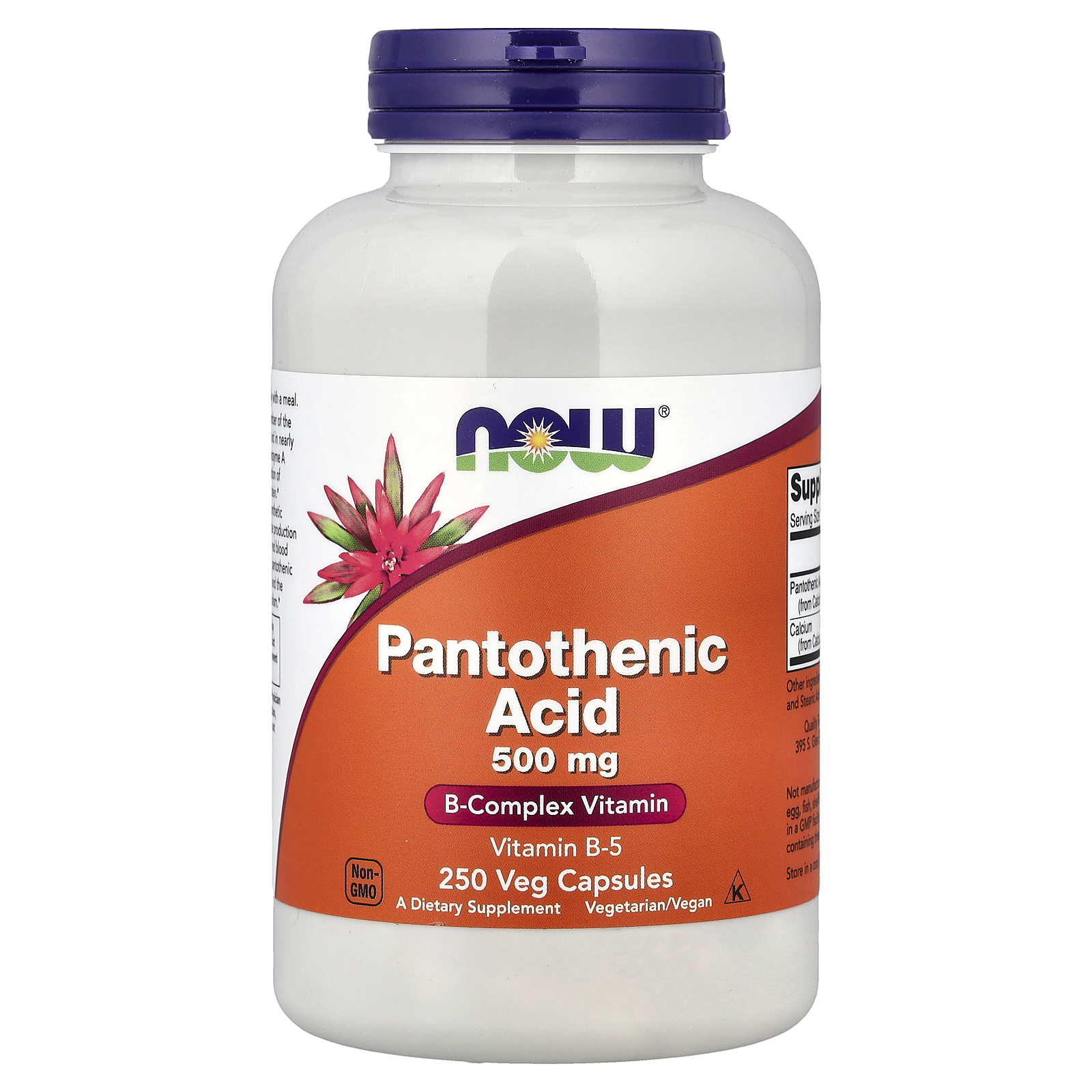 Пантотенова кислота, Now Foods Pantothenic Acid, 500 мг, 250 вегетаріанських капсул
