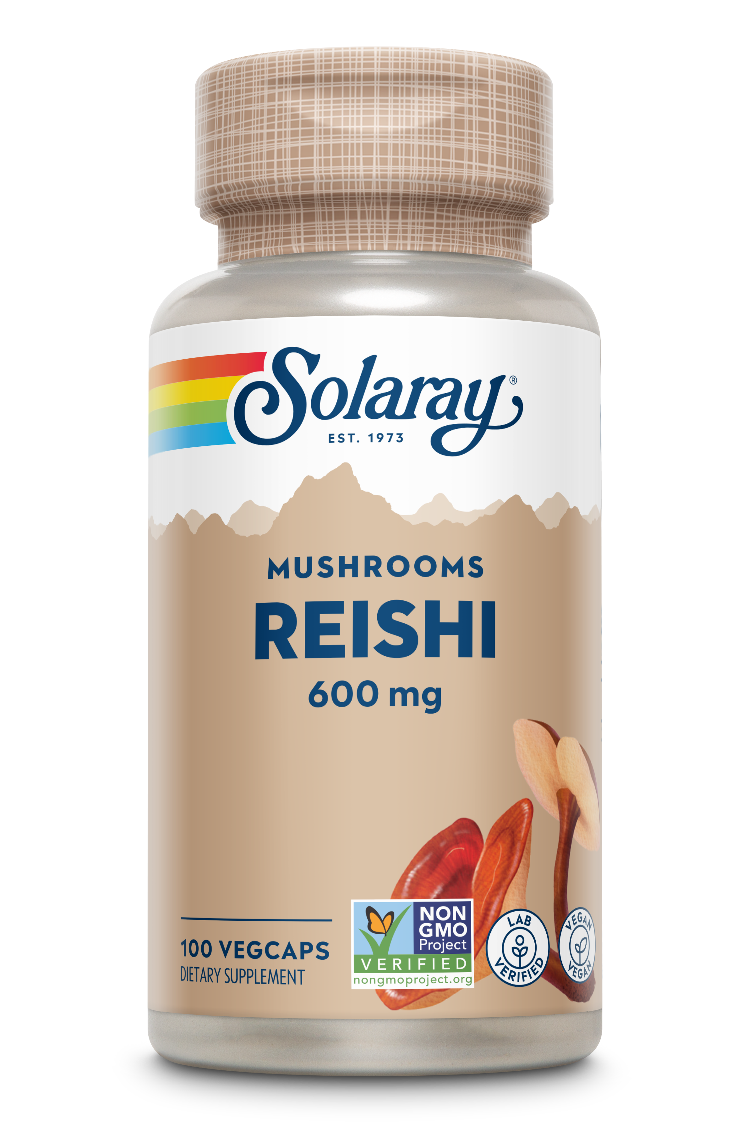 Гриби рейші, Solaray Reishi Mushroom, 600 мг, 100 вегетаріанських капсул