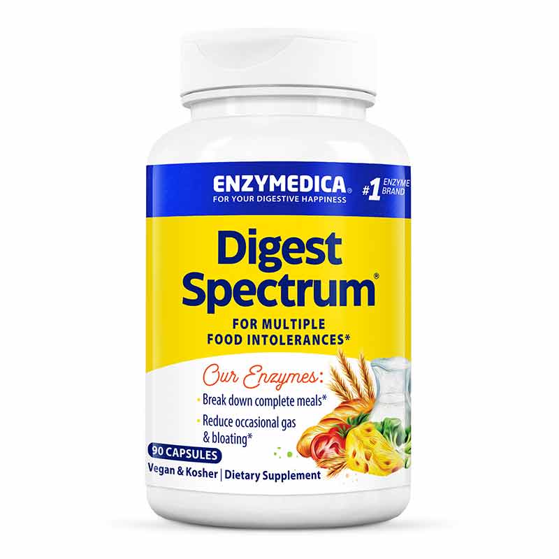 Травні ферменти, Digest Spectrum, Enzymedica, для покращення травлення, від множинної харчової непереносимості, 90 капсул
