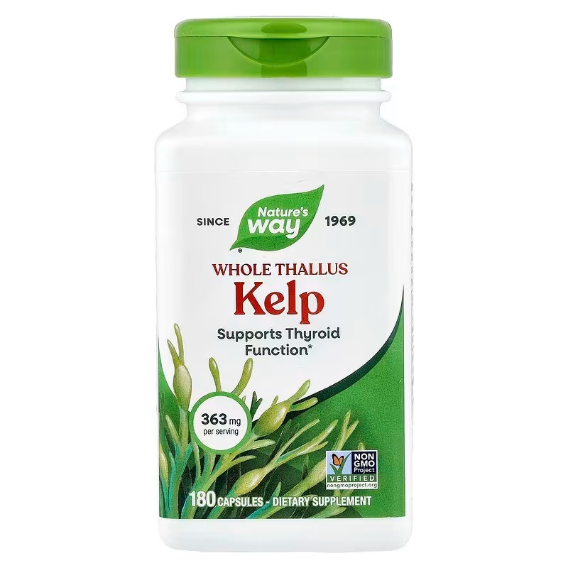 Ламінарія (келп), Nature's Way Kelp Whole Thallus, 300 мкг, 180 вегетаріанських капсул