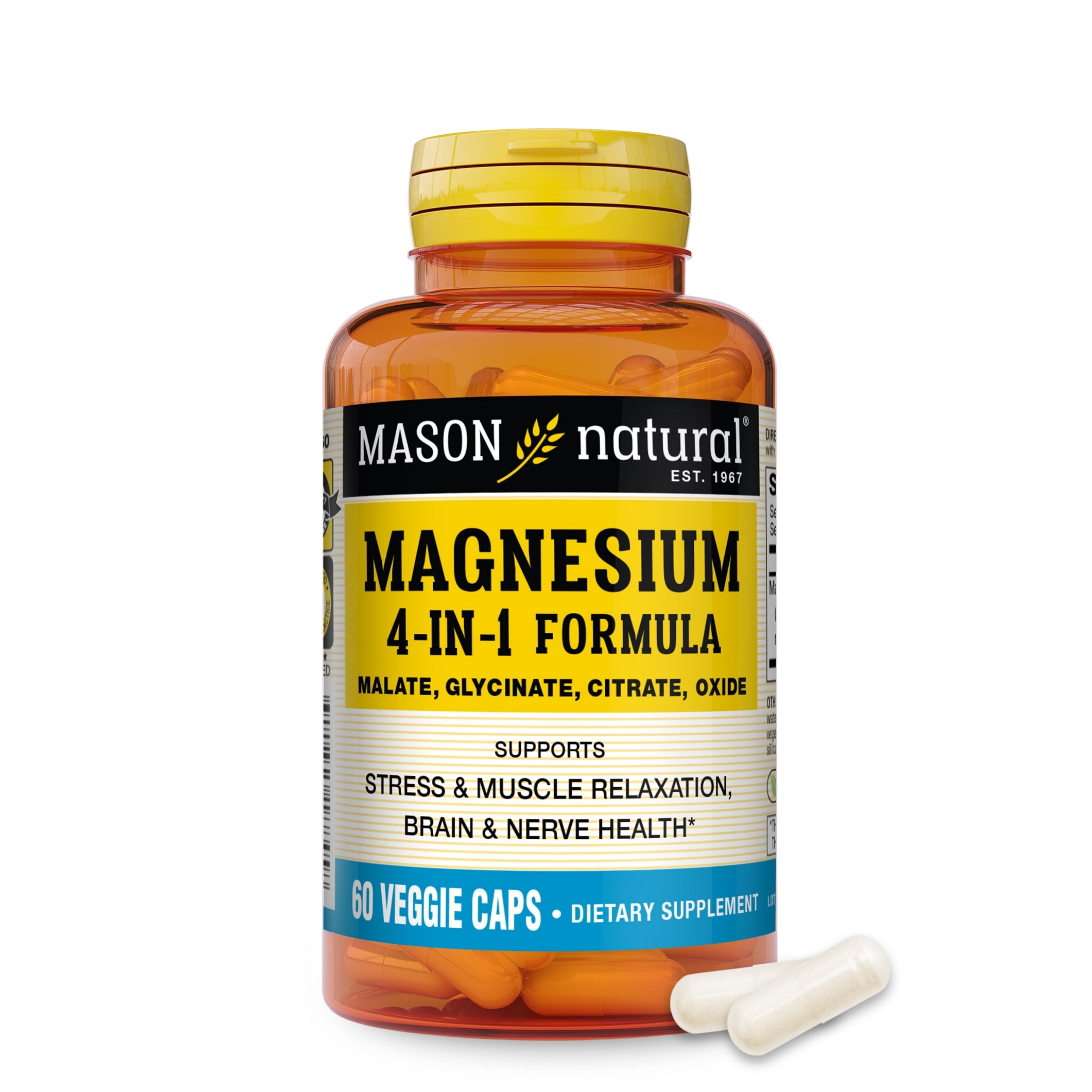 Комплекс магнію, Mason Natural Magnesium 4-in-1 Complex, 400 мг, 60 вегетаріанських капсул