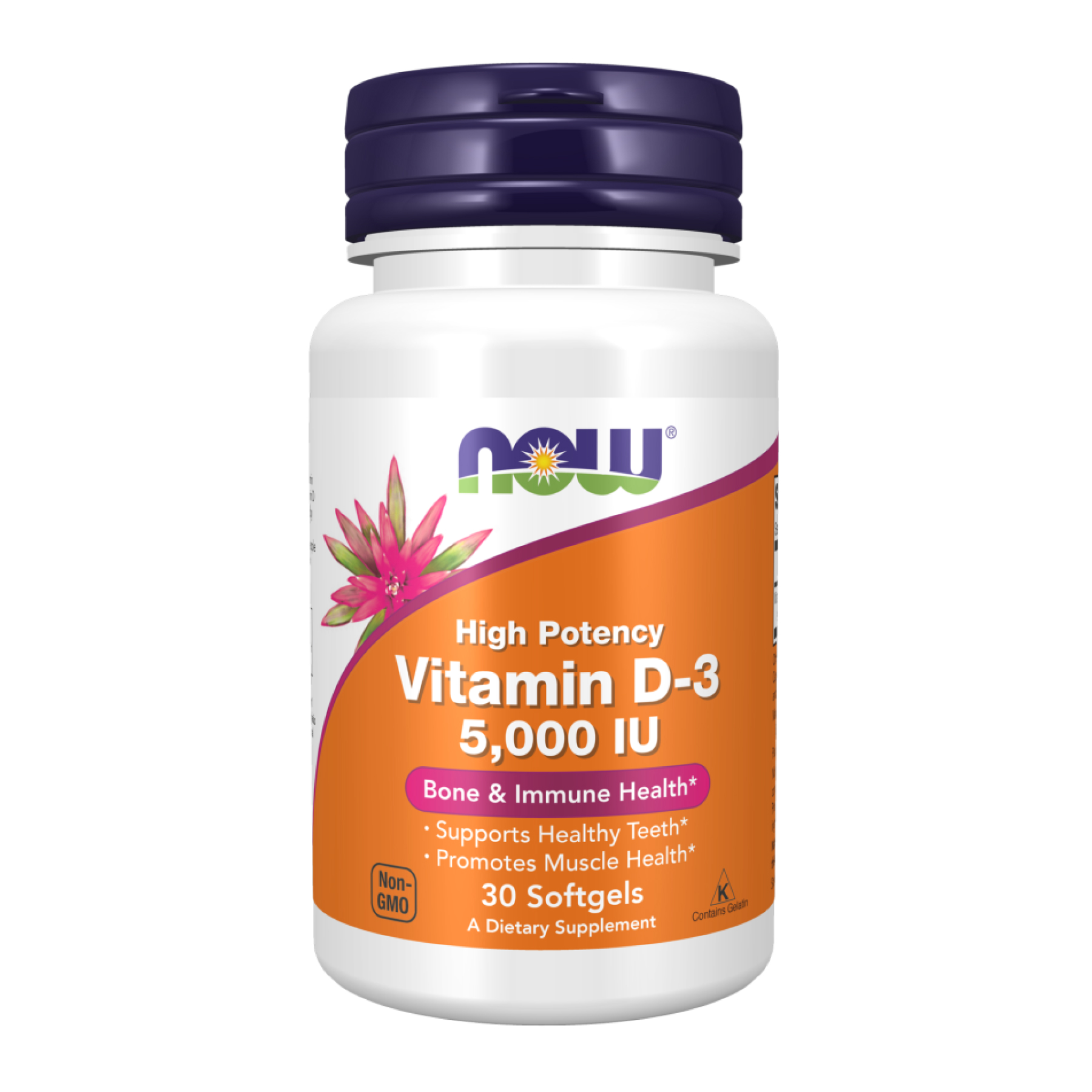 Вітамін D3, Now Foods Vitamin D-3 High Potency, 5000 МО, 30 м'яких капсул