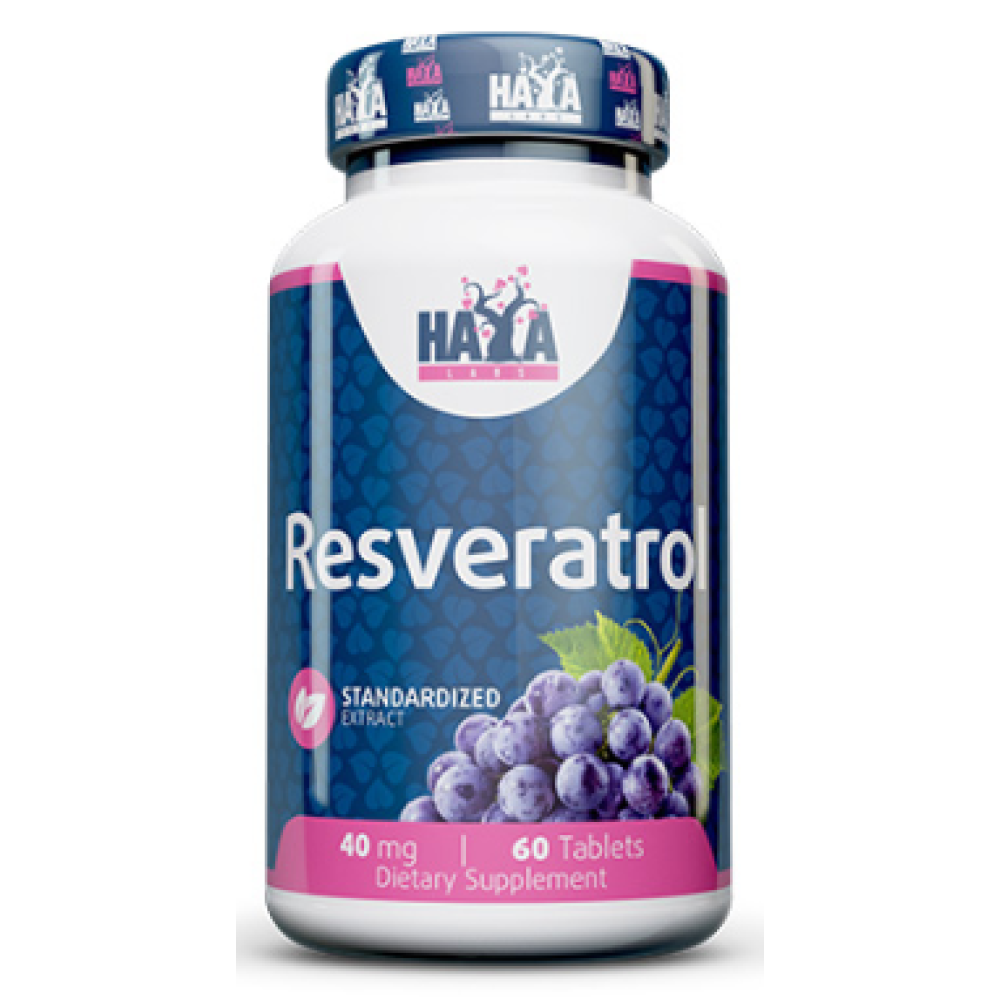 Ресвератрол, Haya Labs Resveratrol, 40 мг, 60 таблеток