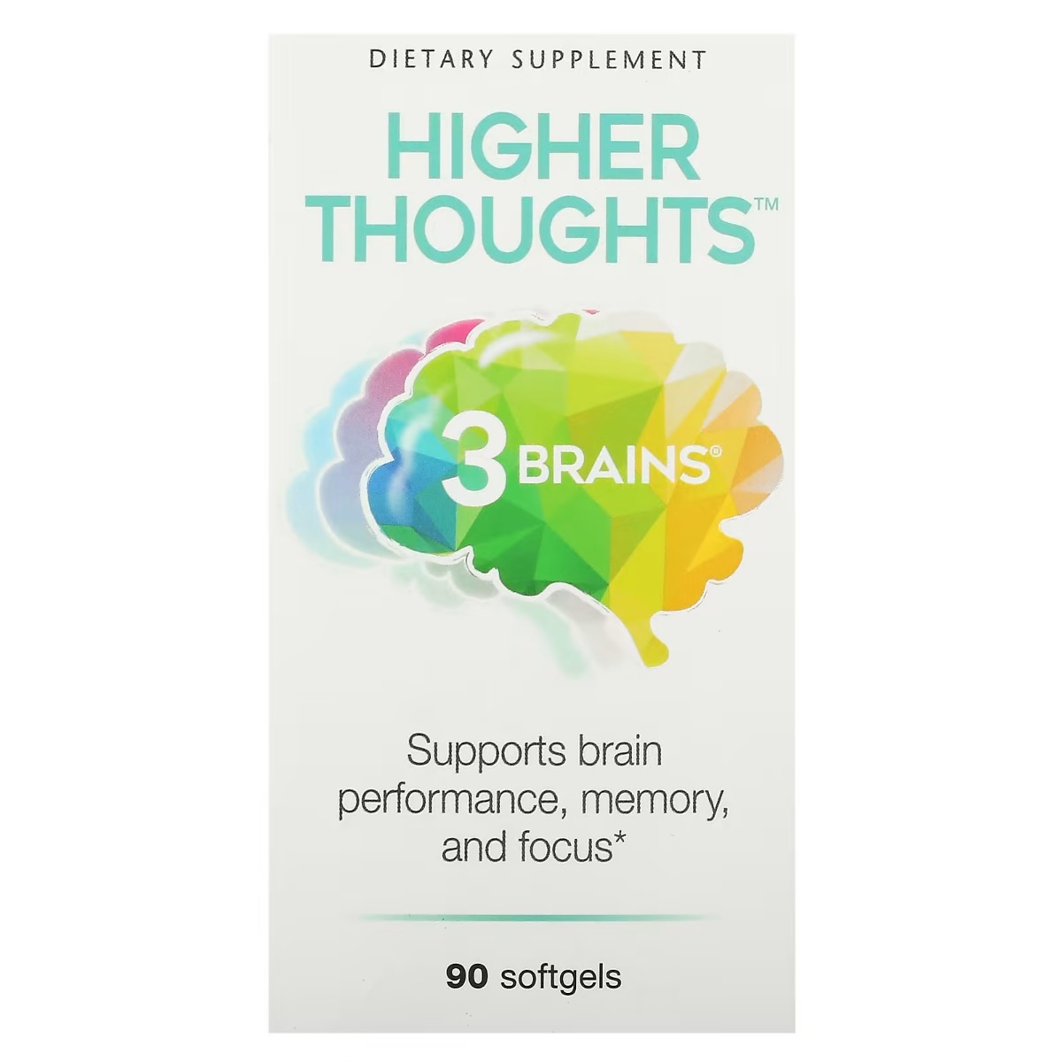 Комплекс для підтримки роботи мозку, Natural Factors 3 Brains Higher Thoughts, 90 м'яких капсул