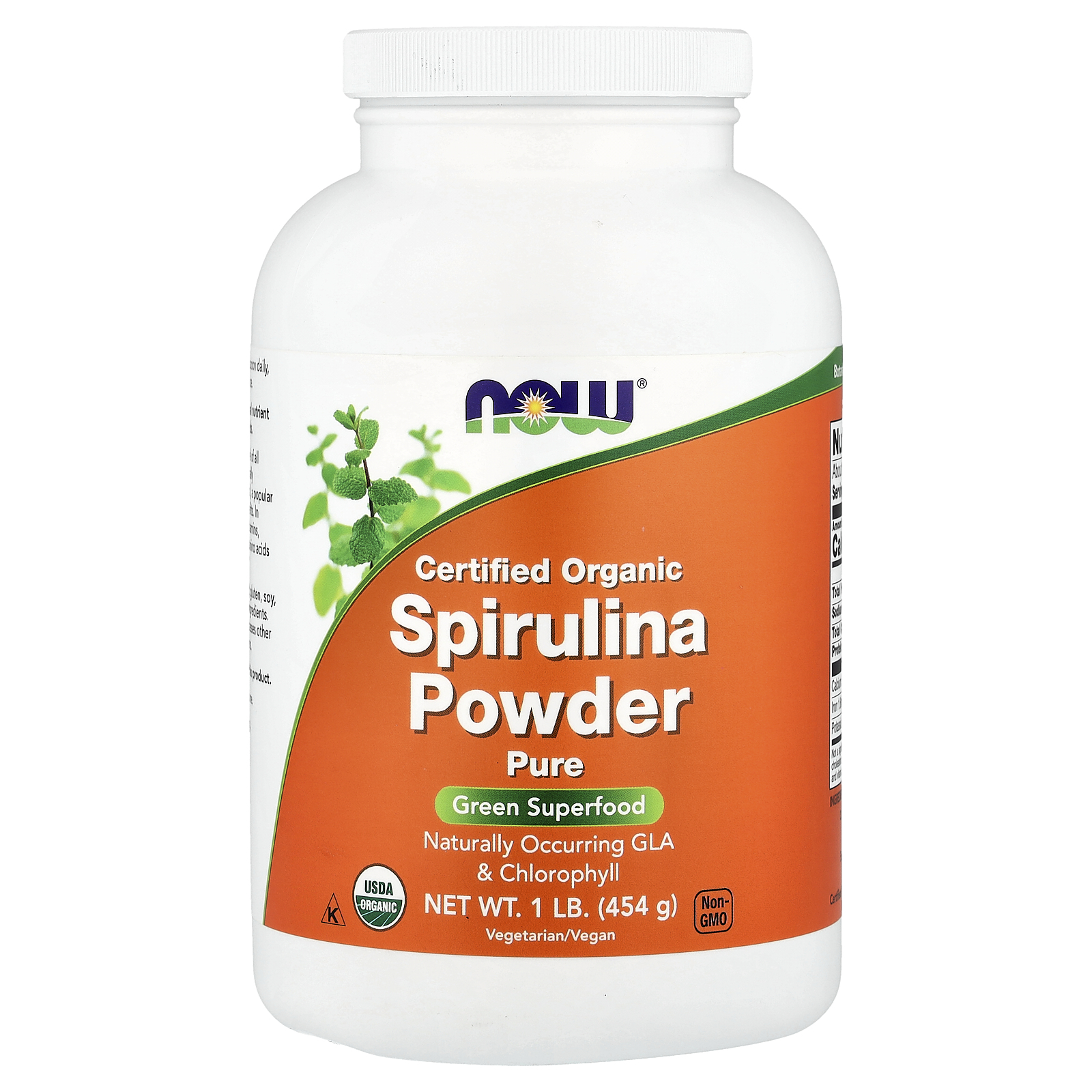 Спіруліна органічна, Now Foods Certified Organic Spirulina Powder, 454 г