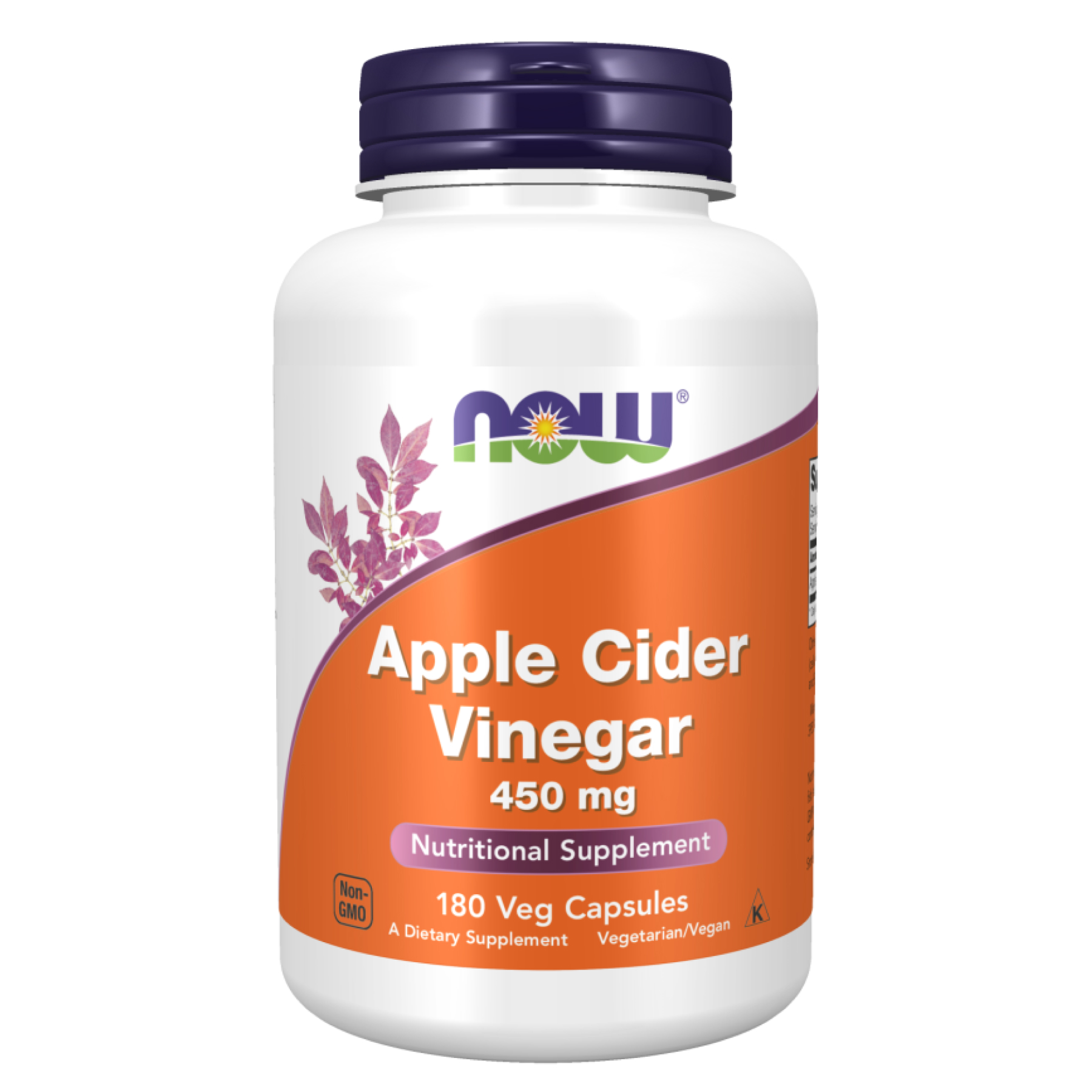 Яблучний оцет, Now Foods Apple Cider Vinegar, 450 мг, 180 вегетаріанських капсул