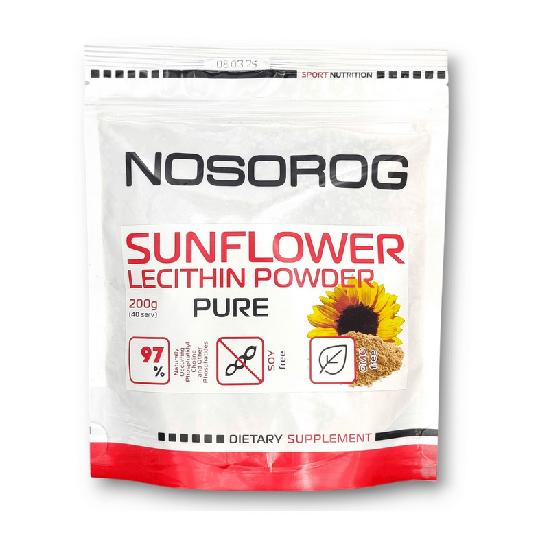 Лецитин соняшниковий, NOSOROG Sunflower Lecithin Powder, 200 г