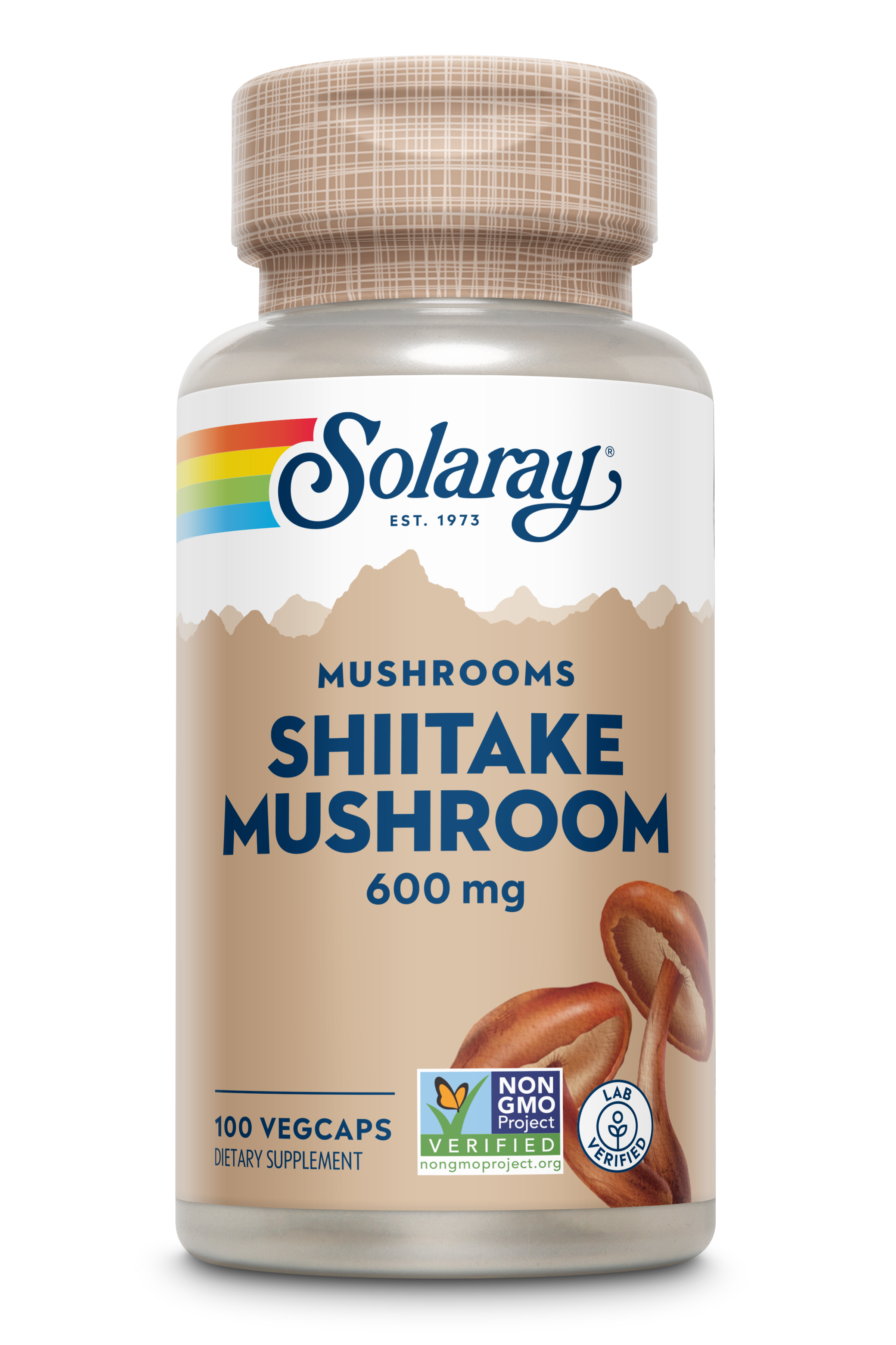 Гриб шиїтаке, Solaray Shiitake Mushroom, 600 мг, 100 вегетаріанських капсул