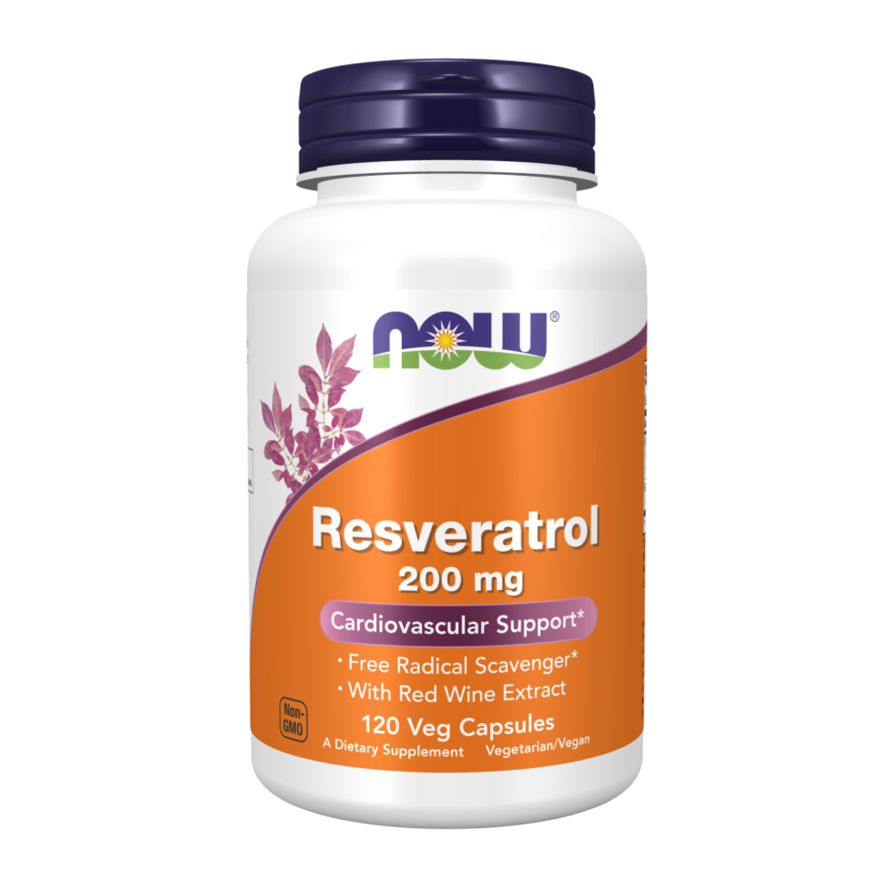 Ресвератрол, Now Foods Resveratrol, 200 мг, 120 вегетаріанських капсул