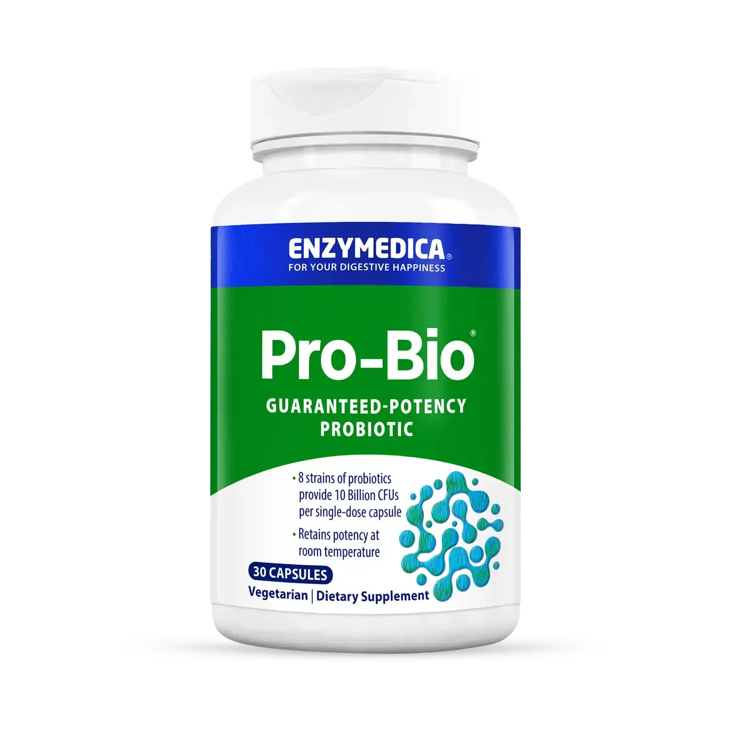 Пробіотик, Enzymedica Pro-Bio Guaranteed Potency Probiotic, 10 млрд КУО, 30 капсул