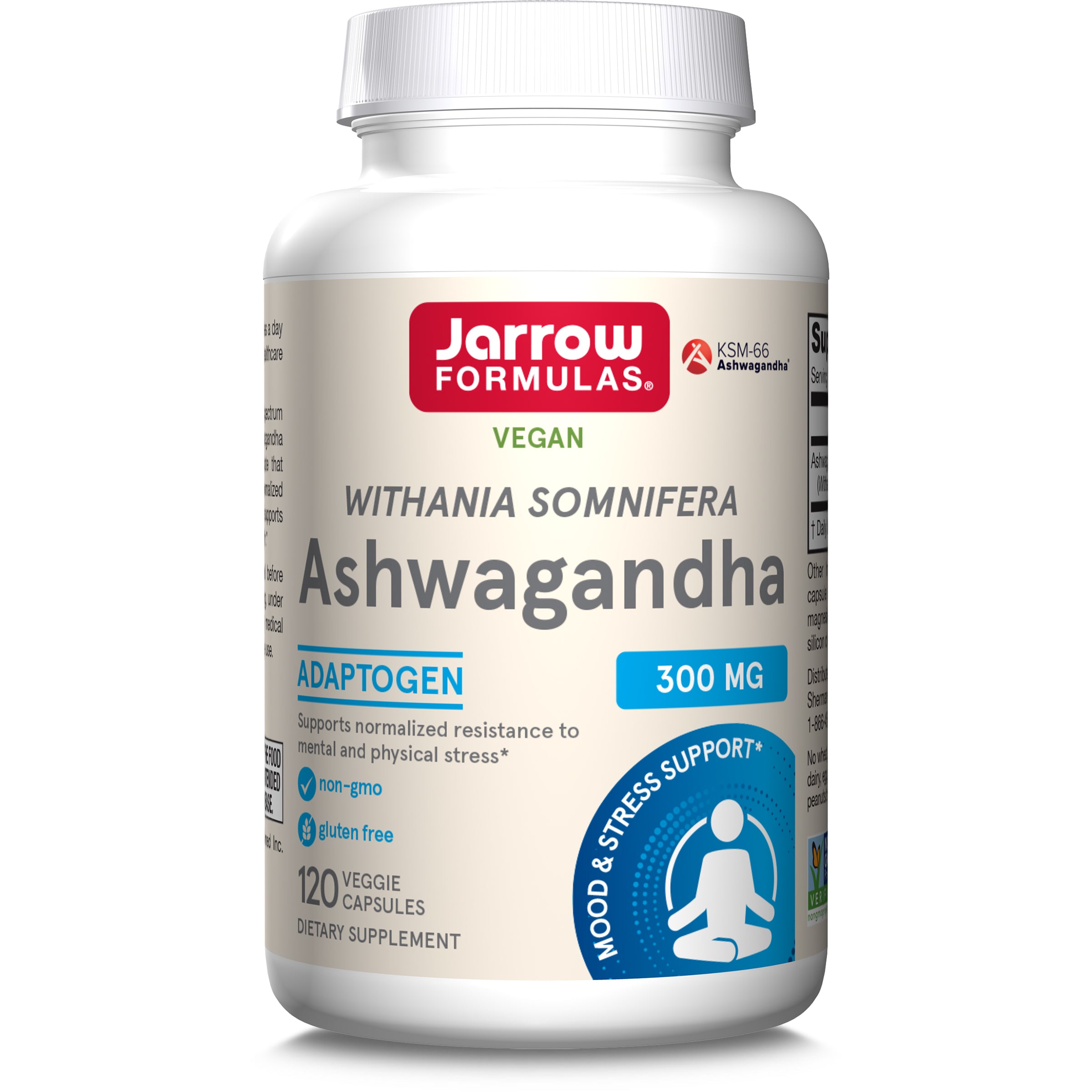 Ашваганда, Jarrow Formulas Ashwagandha, 300 мг, 120 вегетаріанських капсул