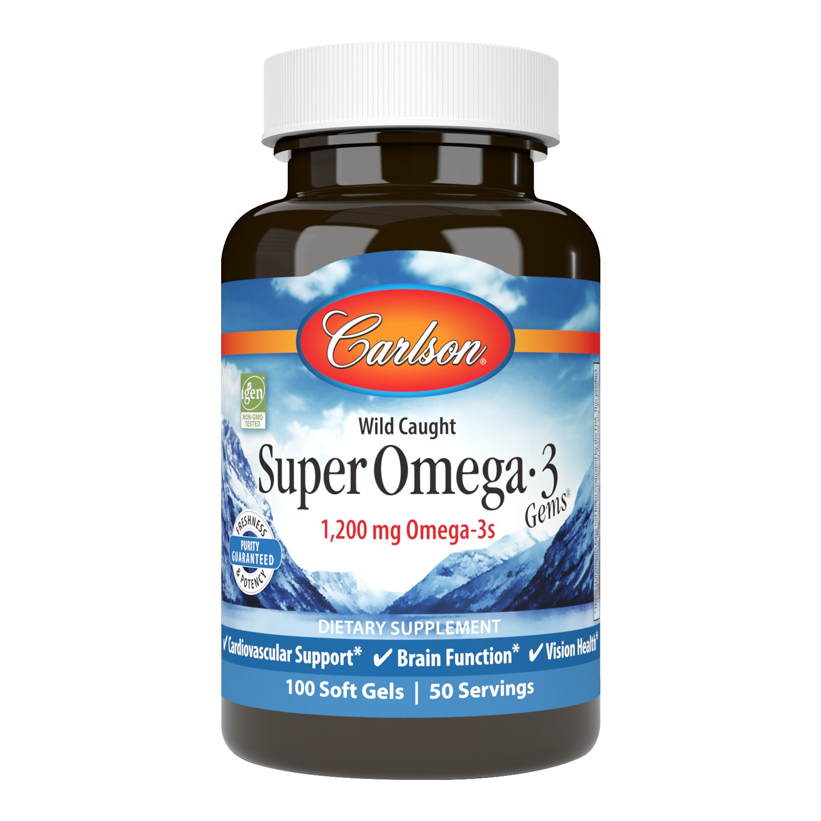 Риб'ячий жир Омега-3, Carlson Labs Super Omega-3 Gems, 1200 мг, 100 м'яких капсул