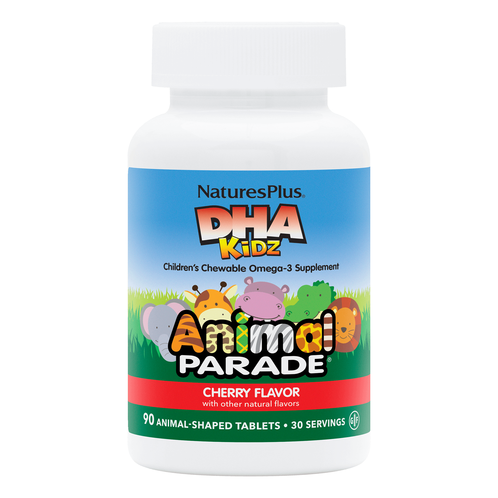 Риб'ячий жир для дітей, Natures Plus DHA for Kids Animal Parade, 90 жувальних цукерок (вишневий)