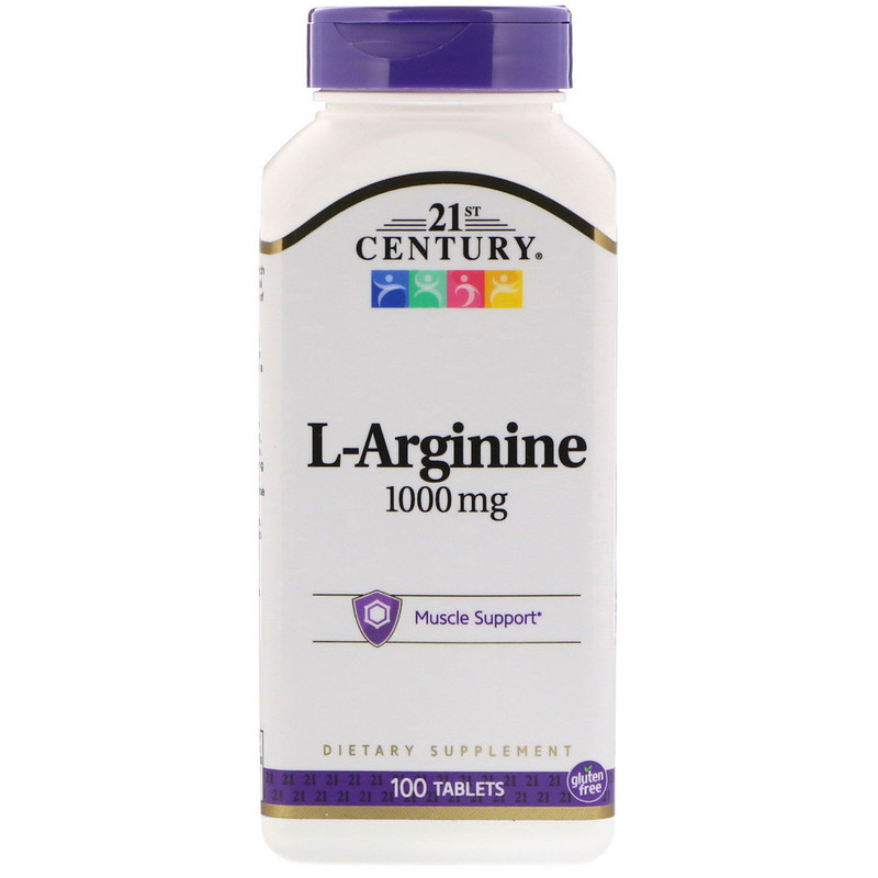 Аргінін, 21st Century L-Arginine, 1000 мг, 100 таблеток