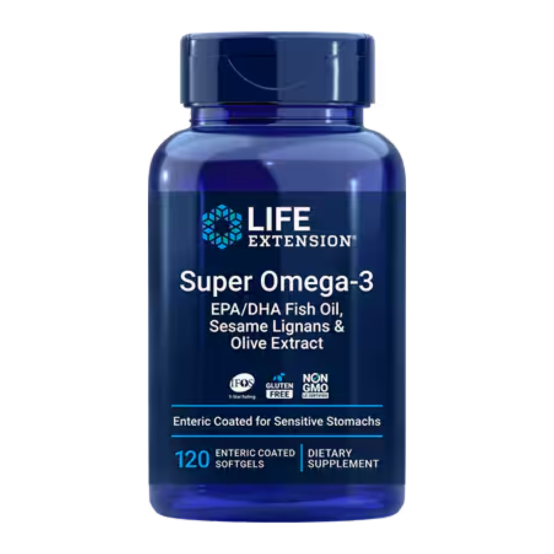 Омега-3, Life Extension Super Omega-3 EPA/DHA Fish Oil, Sesame Lignans & Olive Extract, 120 м'яких капсул