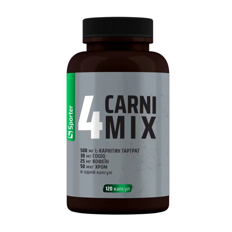 Жироспалювач L-карнітин, Sporter 4Carni MIX, 120 капсул