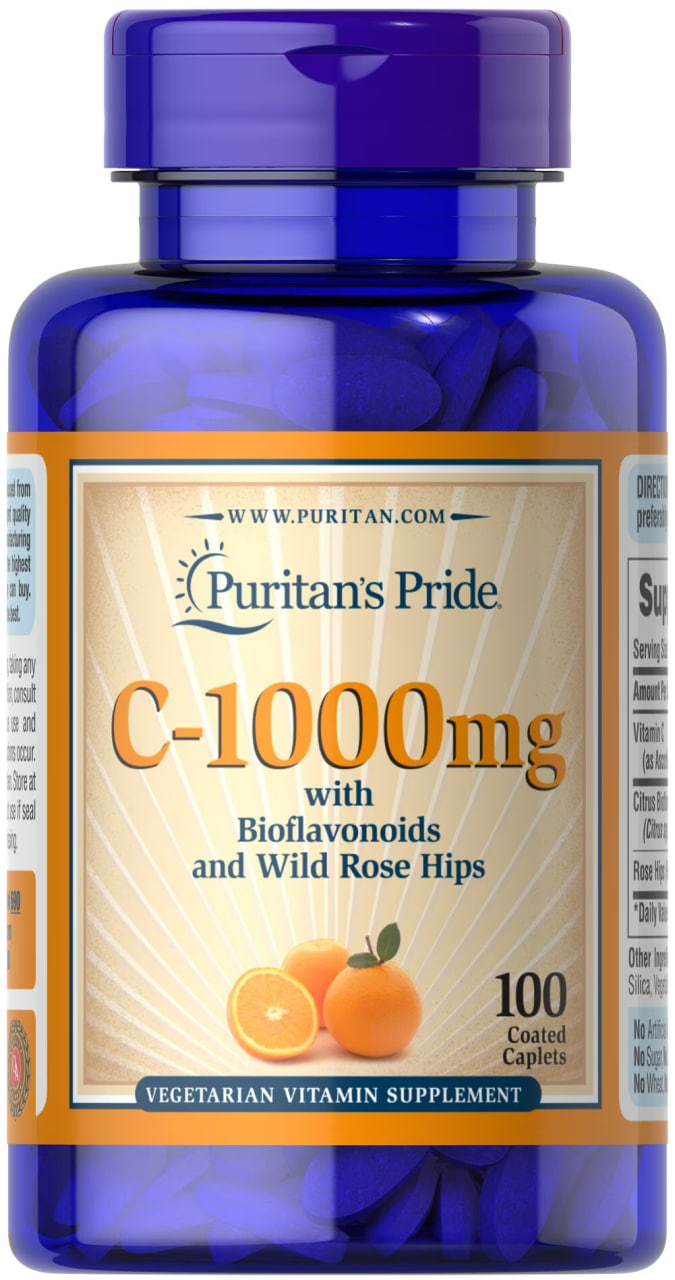 Вітамін С з біофлавоноїдами та шипшиною, Puritan's Pride Vitamin C with Bioflavonoids & Rose Hips, 1000 мг, 100 таблеток