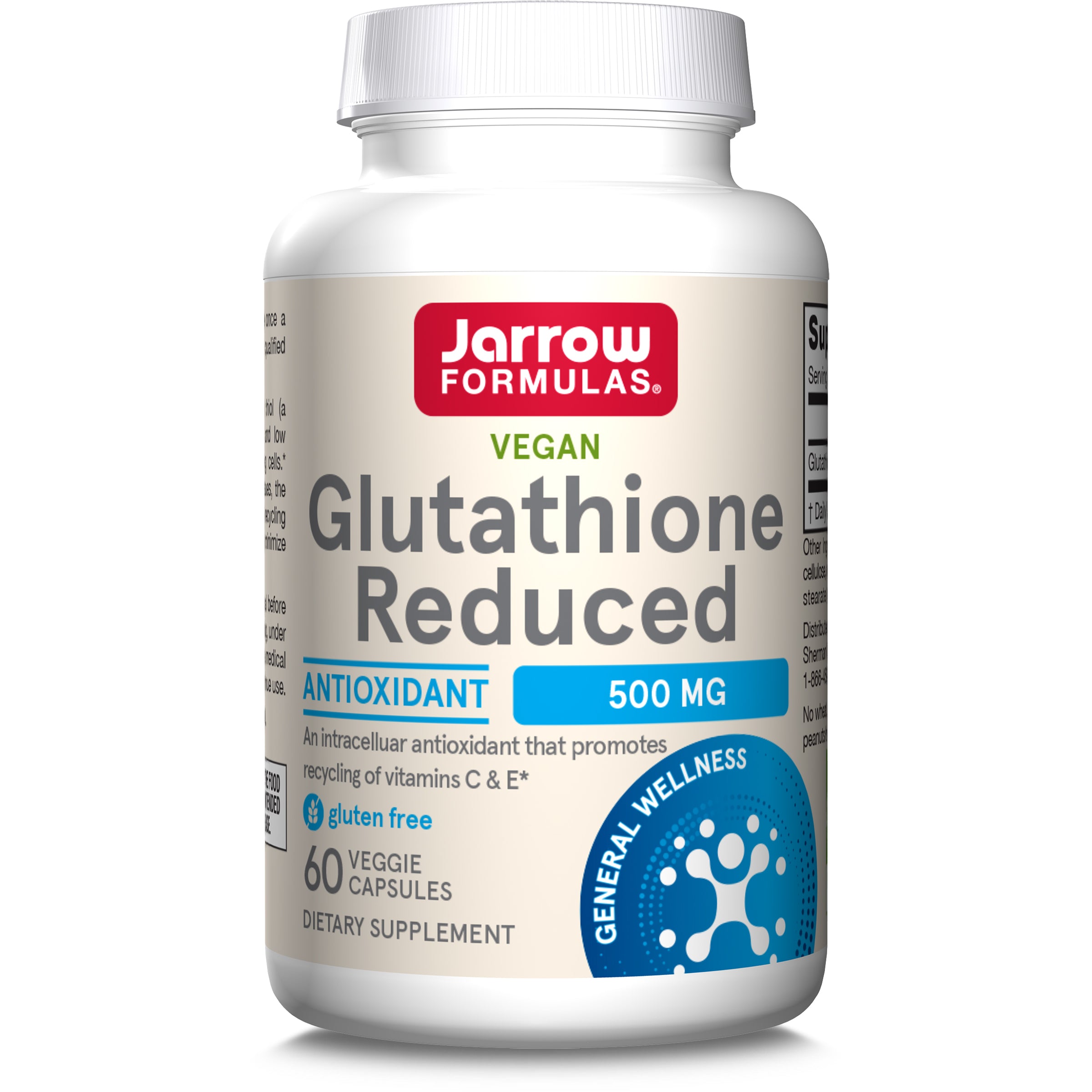 Глутатіон відновлений, Jarrow Formulas Glutathione Reduced, 500 мг, 60 вегетаріанських капсул