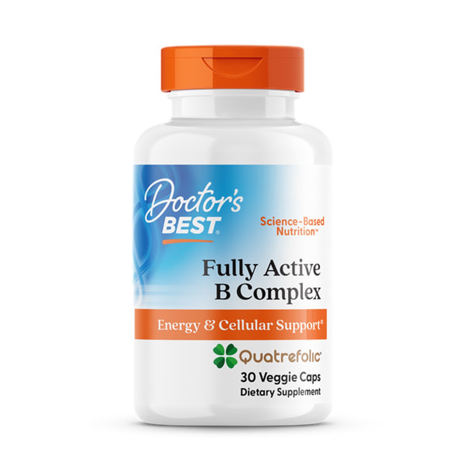 Комплекс вітамінів групи B, Doctor's Best Fully Active B Complex with Quatrefolic, 30 вегетаріанських капсул