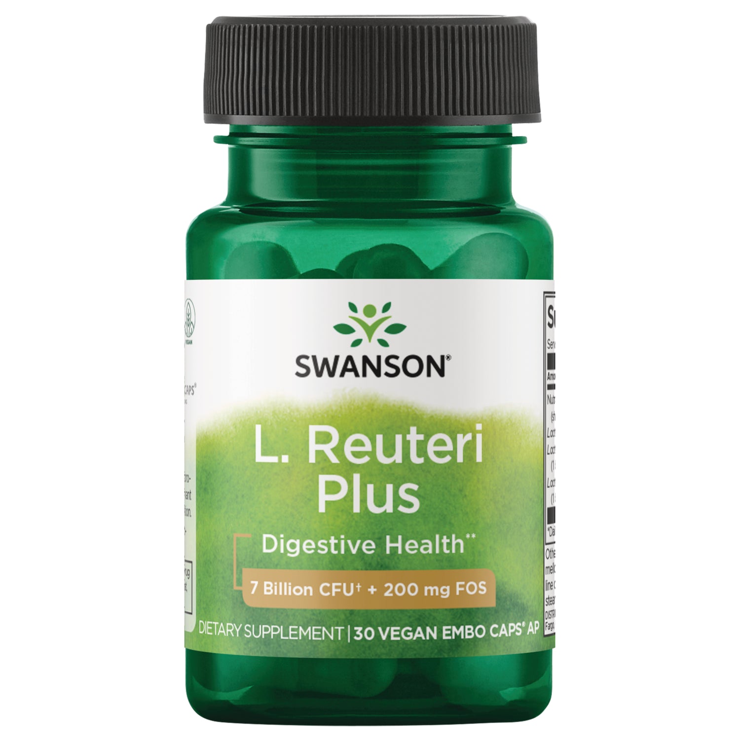 Пробіотик L. Reuteri, Swanson L. Reuteri Plus, 7 млрд КУО, 30 вегетаріанських капсул