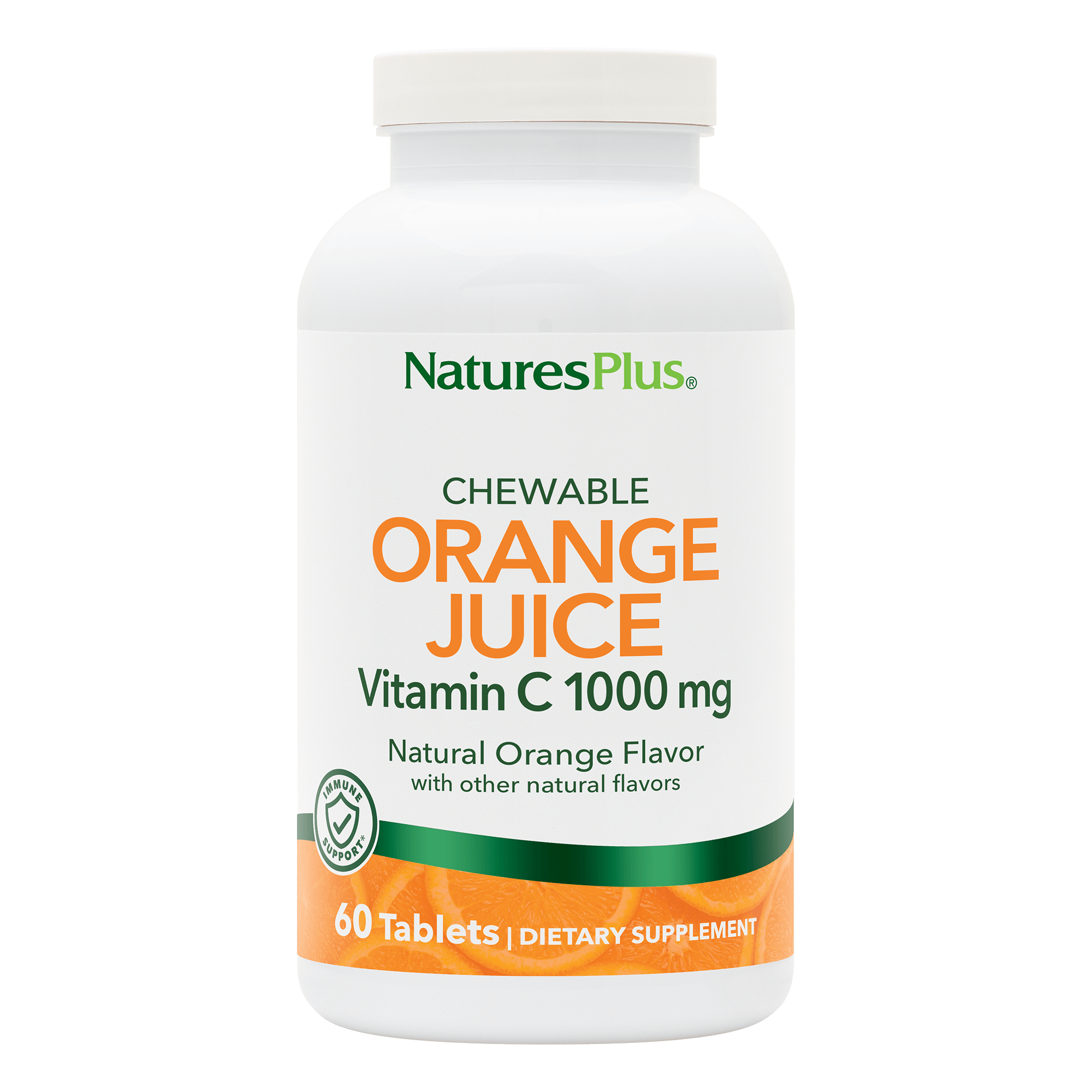 Вітамін C, Natures Plus Orange Juice Vitamin C, 1000 мг, 60 жувальних таблеток (Апельсин)