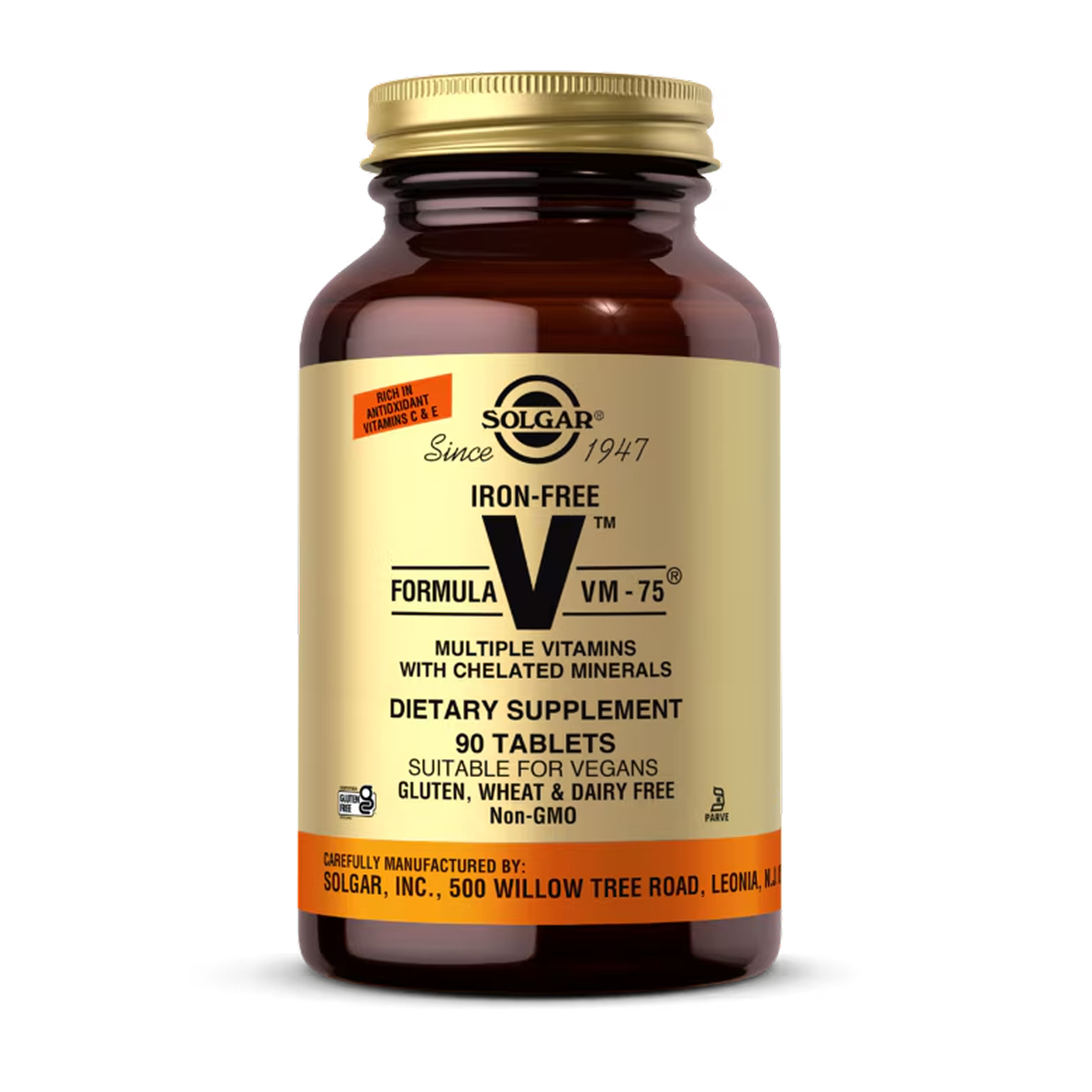 Мультивітаміни без заліза, Solgar Formula VM-75 Iron-Free, 90 таблеток