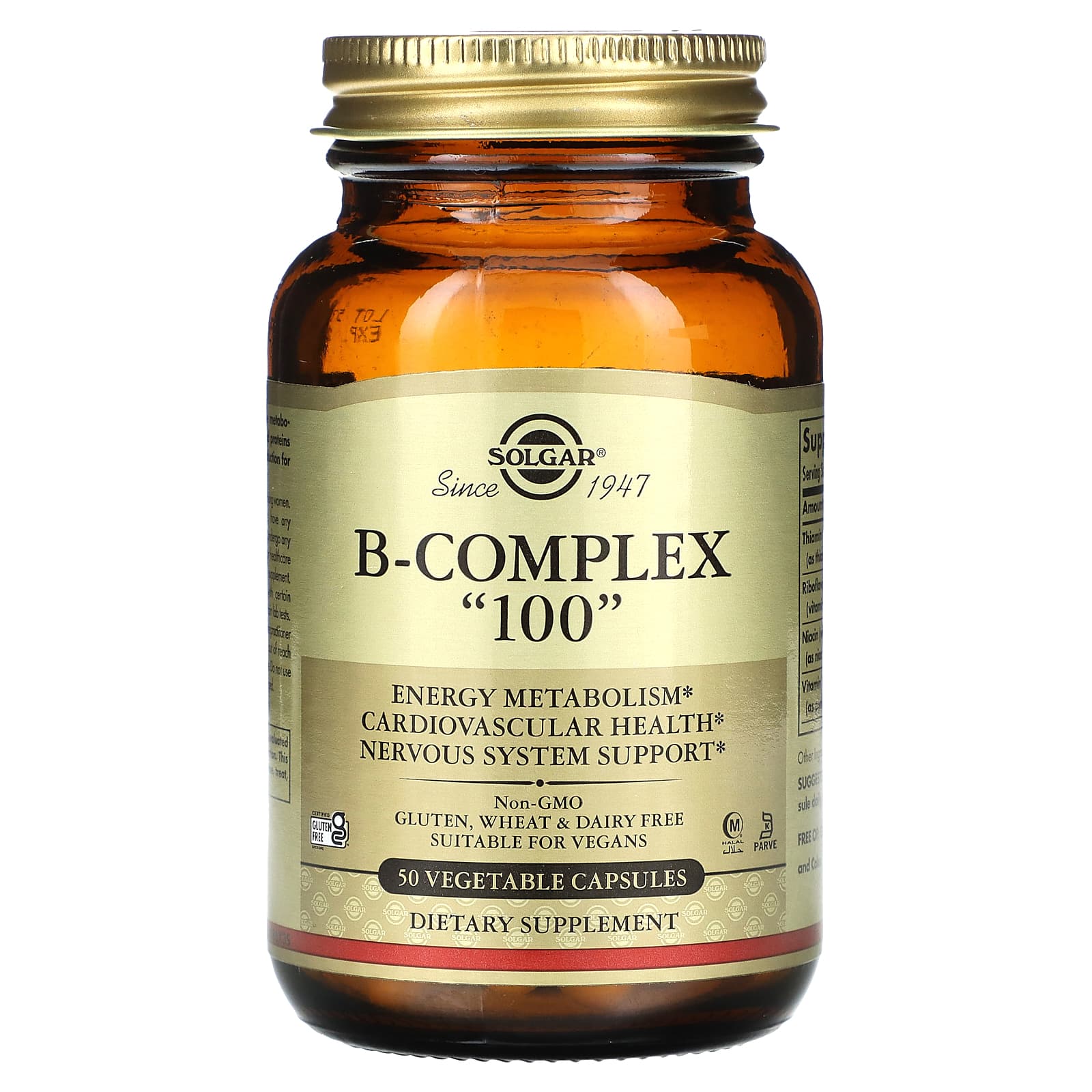 Вітаміни групи B, Solgar B-Complex 100, 100 мг, 50 вегетаріанських капсул