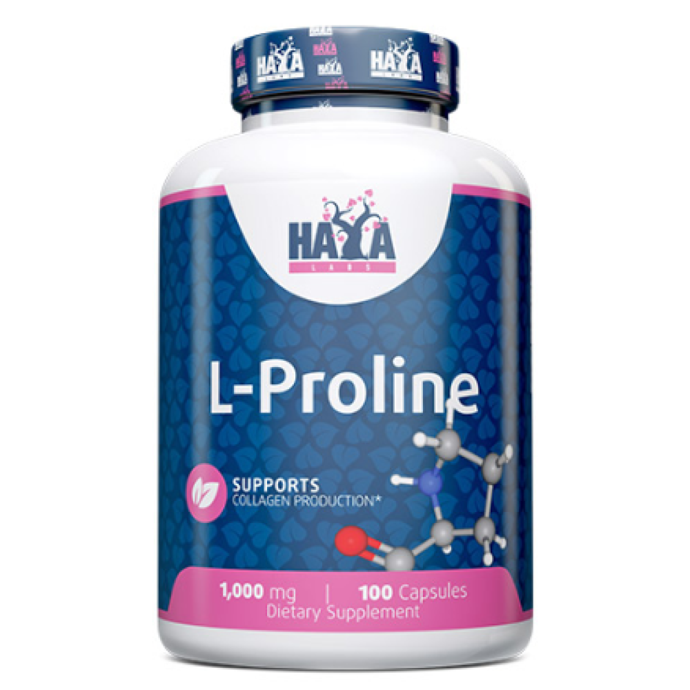 L-Пролін, Haya Labs L-Proline, 1000 мг, 100 капсул