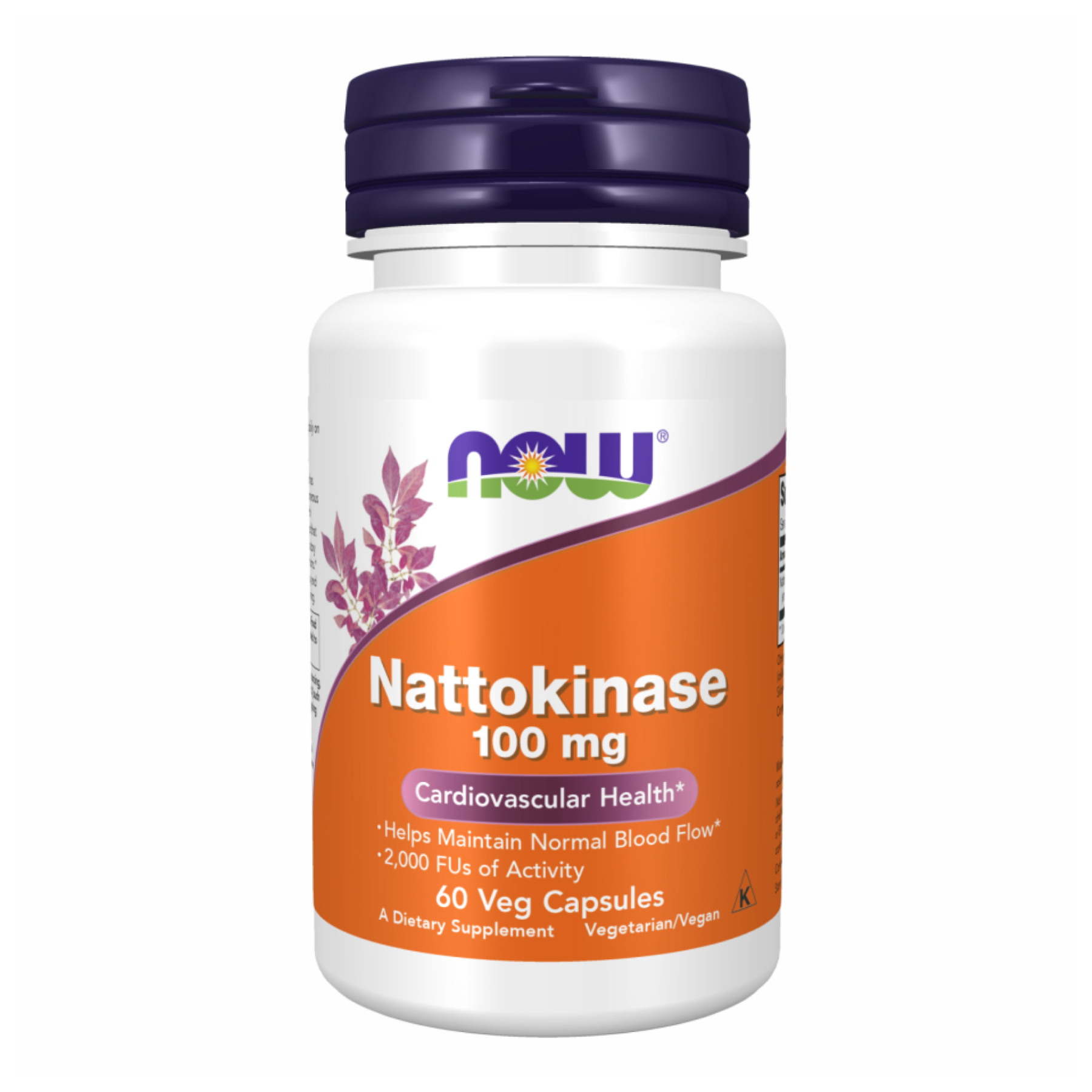 Наттокіназа для здоров'я серця, Now Foods Nattokinase, 100 мг, 60 вегетаріанських капсул
