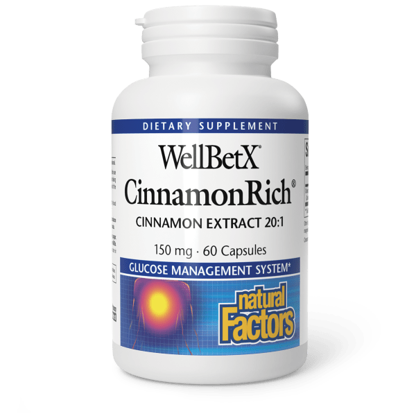 Екстракт кориці, Natural Factors WellBetX CinnamonRich, 150 мг, 60 капсул