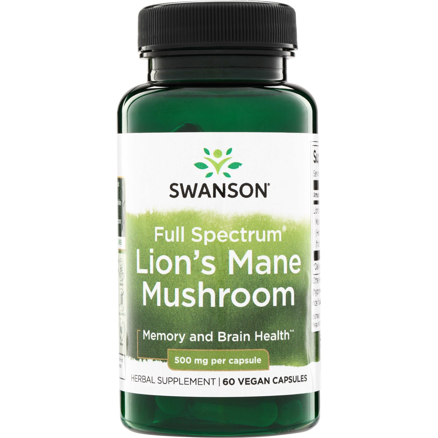 Їжовик гребінчастий, Swanson Full Spectrum Lion's Mane Mushroom, 500 мг, 60 вегетаріанських капсул