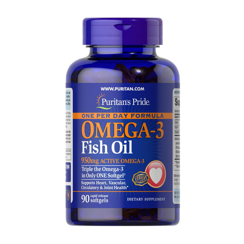 Puritan's Pride Omega-3 Fish Oil 950 mg one per day (90 softgels)