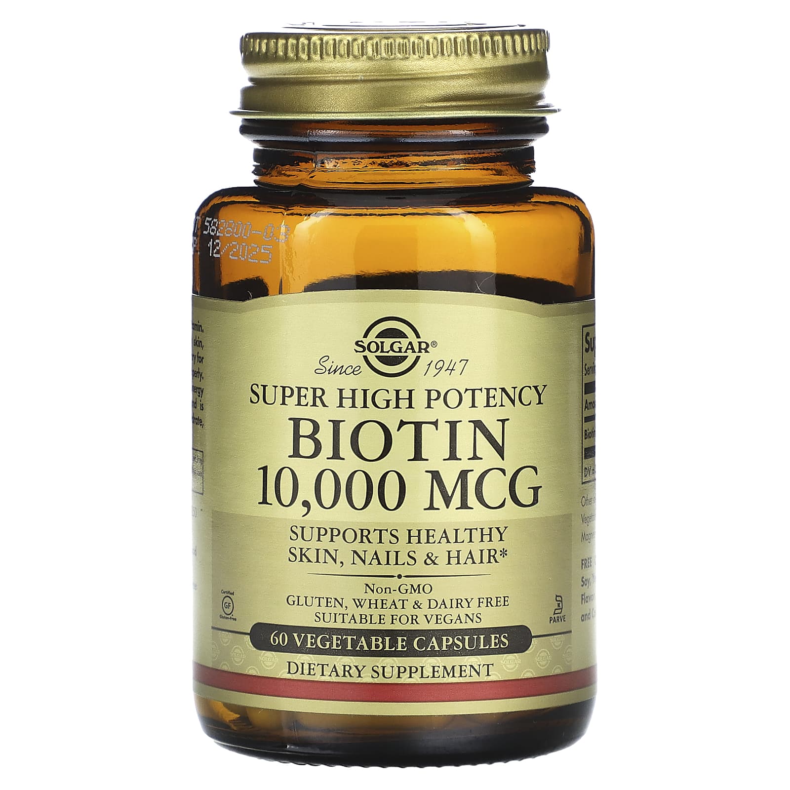 Біотин, Solgar Biotin 10,000 mcg, 60 вегетаріанських капсул