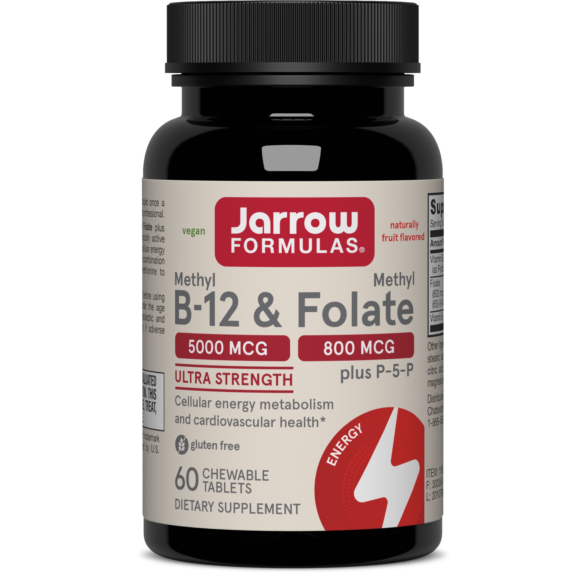 Метилфолат і метил B-12, Methyl B-12 & Methyl Folate, Jarrow Formulas, вишня, 60 льодяників