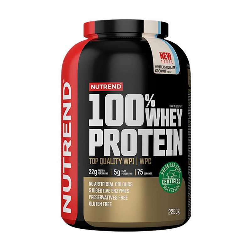 Сироватковий протеїн, Nutrend 100% Whey Protein, 2250 г (Шоколад-фундук)