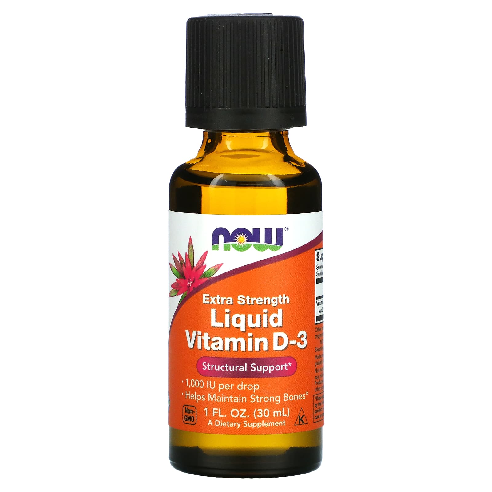 Вітамін D3 рідкий, Now Foods Liquid Vitamin D-3 Extra Strength, 1000 МО, 30 мл
