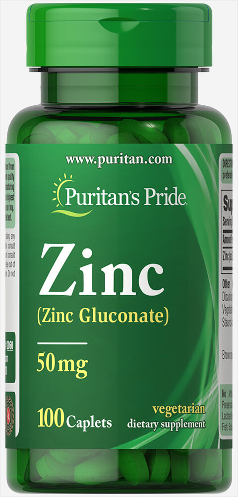 Цинк глюконат, Zinc, Puritan's Pride, 50 мг, 100 каплет
