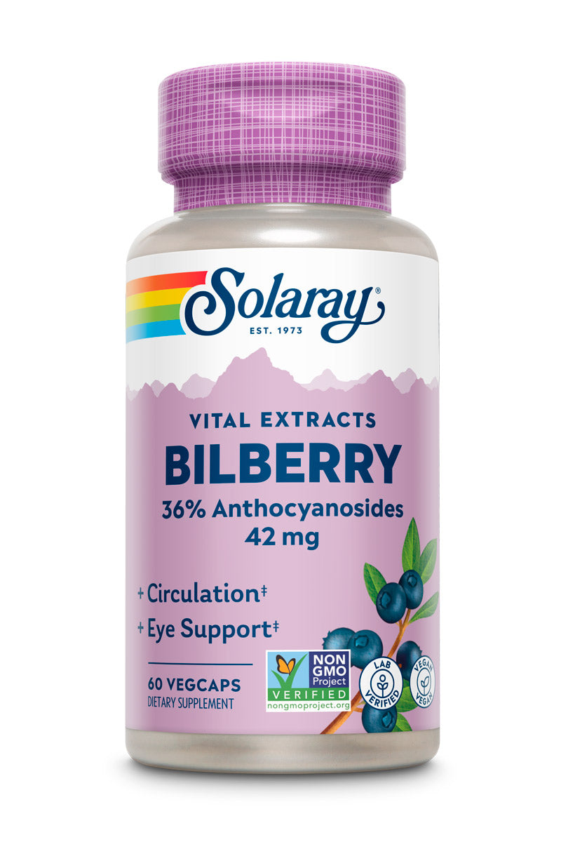 Екстракт чорниці, Solaray Bilberry Berry Extract, 42 мг, 60 вегетаріанських капсул