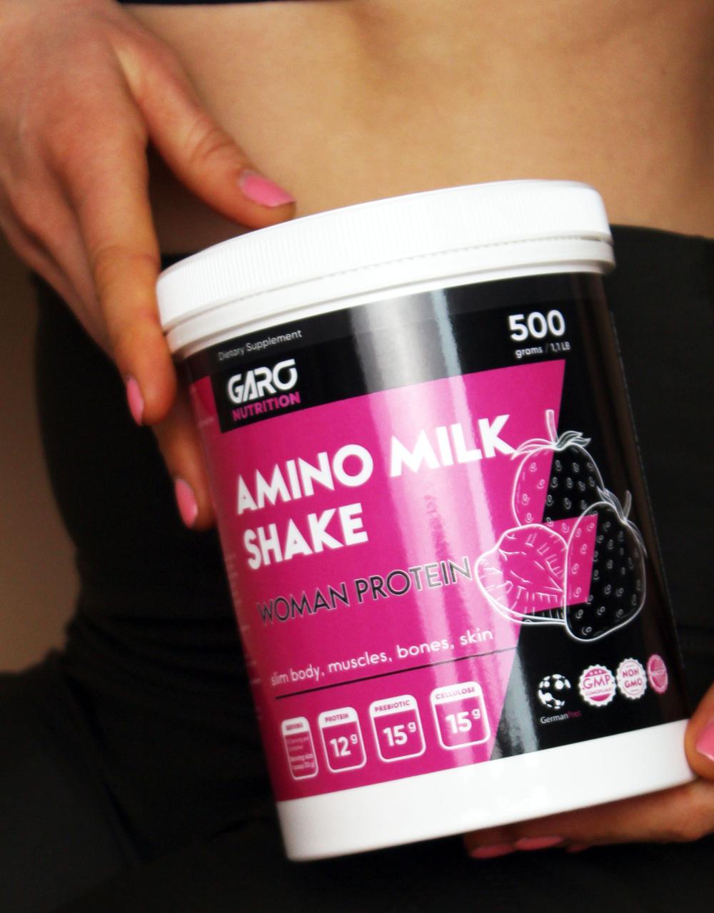 Протеїн для схуднення, Garo Nutrition Amino Milk Shake, 500 г (Полуниця)
